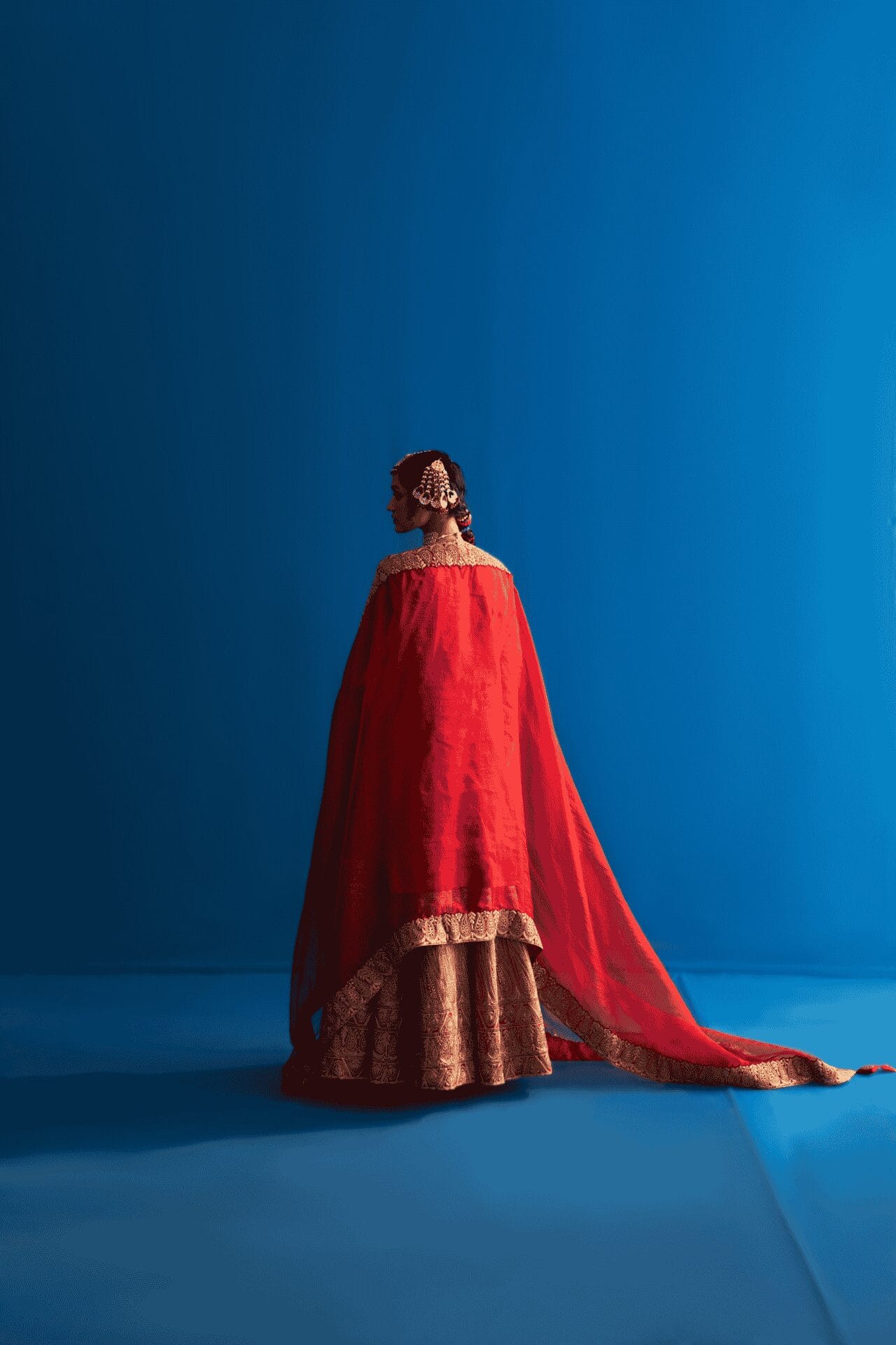 Maroon Tilla Embroidered Kurta Lehanga Organza Dupatta