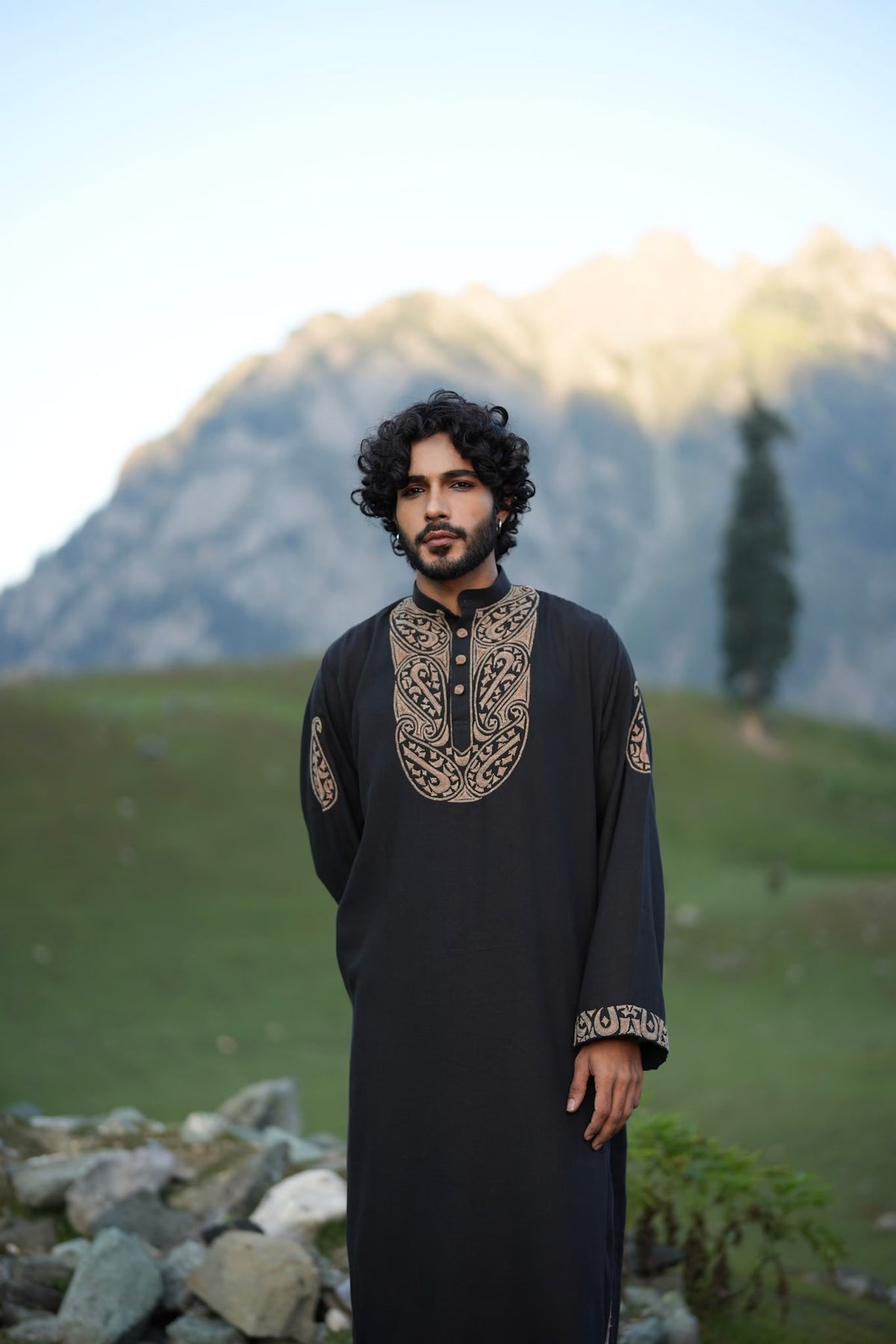 Black Antique Colour Tilla Embroidered Kurta Salwar