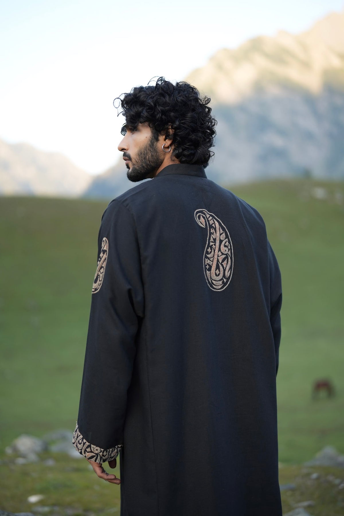 Black Antique Colour Tilla Embroidered Kurta Salwar