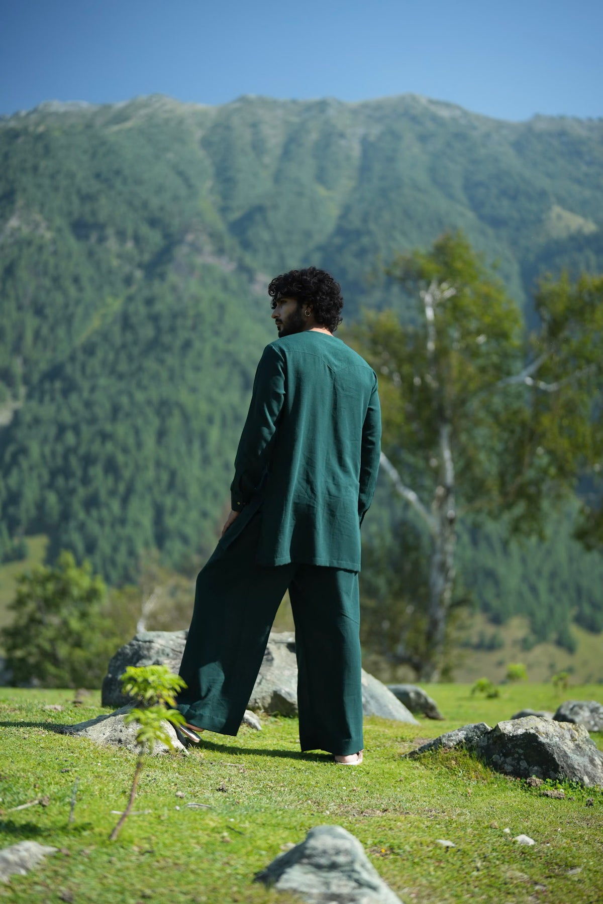 Green Antique Color Tilla Embroidered Kurta Salwar