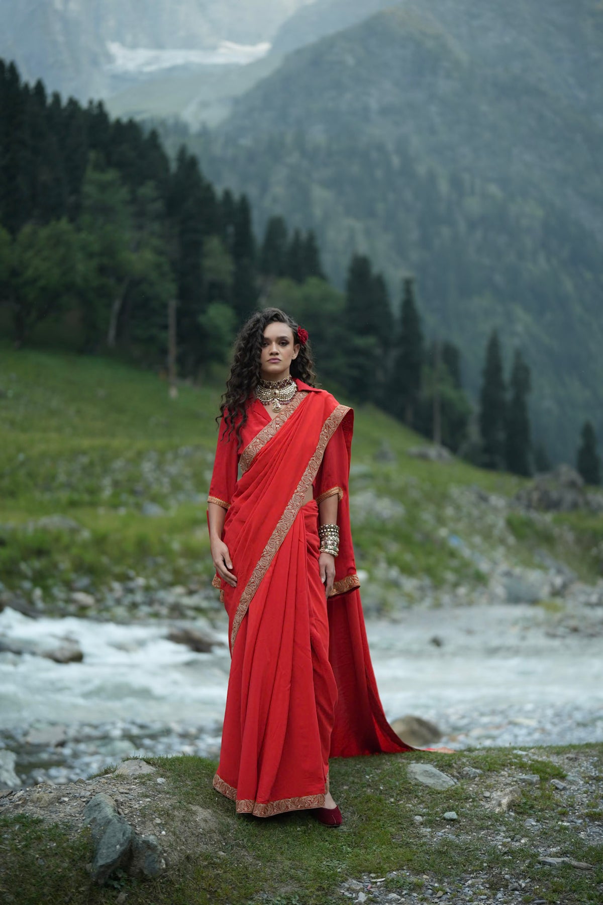 Red Embroidered Saree