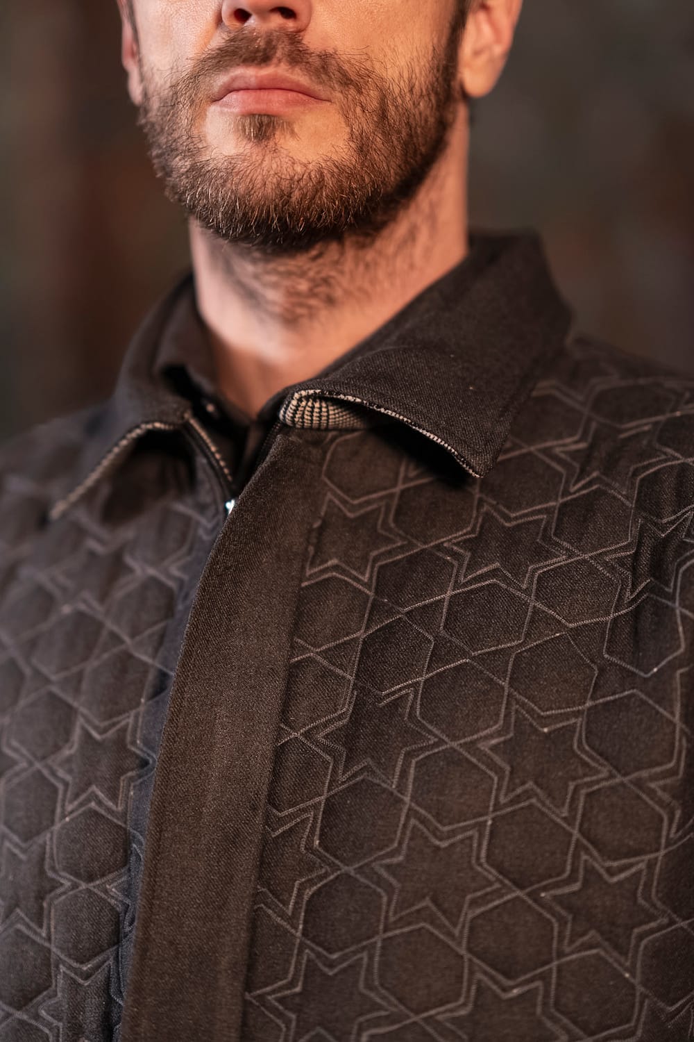 Carved Quilt Grey : Wool kurta Salwar Ari Embroidered Jacket