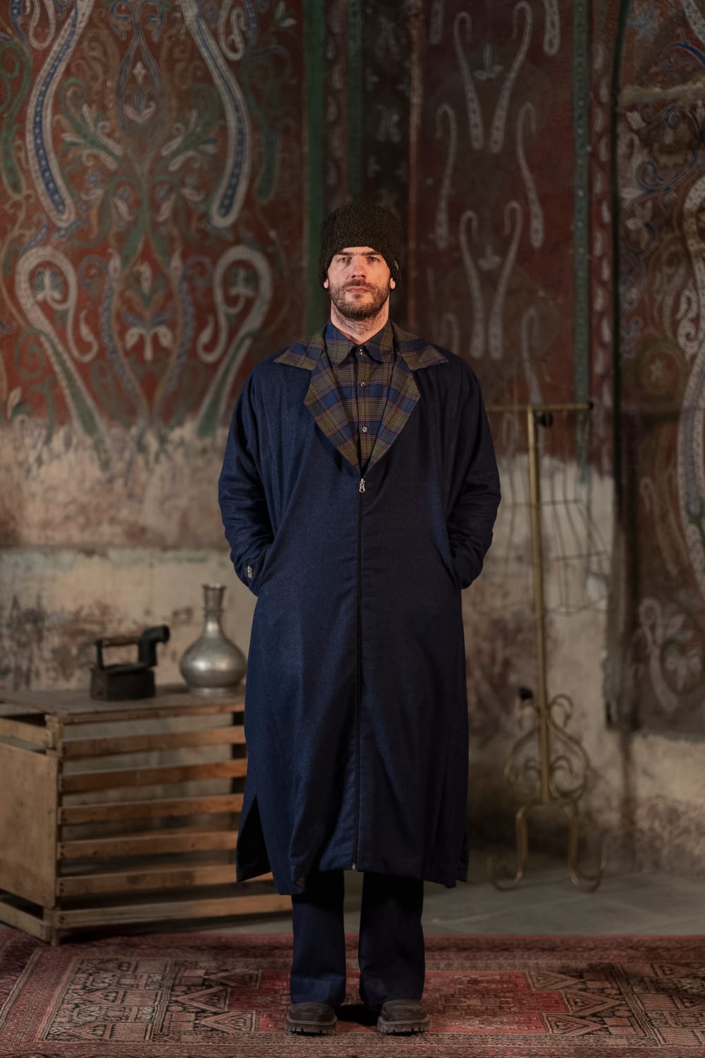 Winterline : Check Shirt Wool Reversible Open Front Pheran Pants