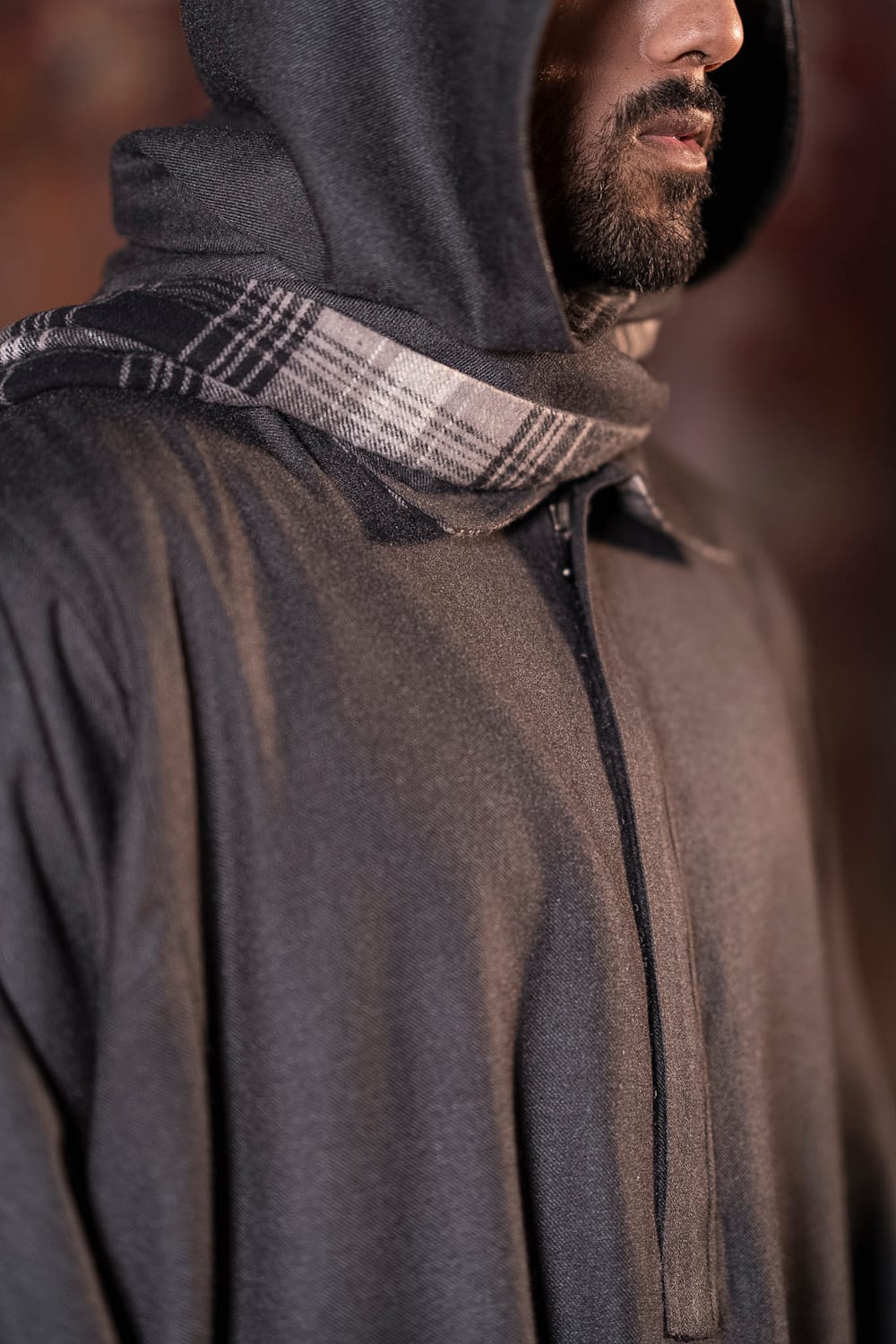 Grey Wool Pheran pants Cowl Cap