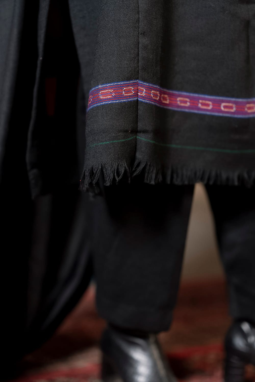 Black Tilla Embroidered Pheran Pants Stole