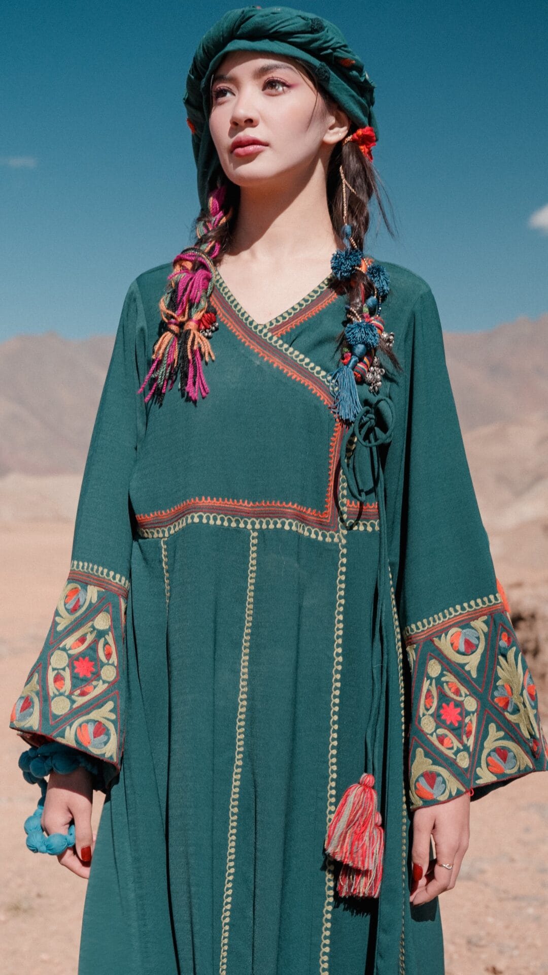 Teal Green Ari Embroidered Angrakha Palazzo
