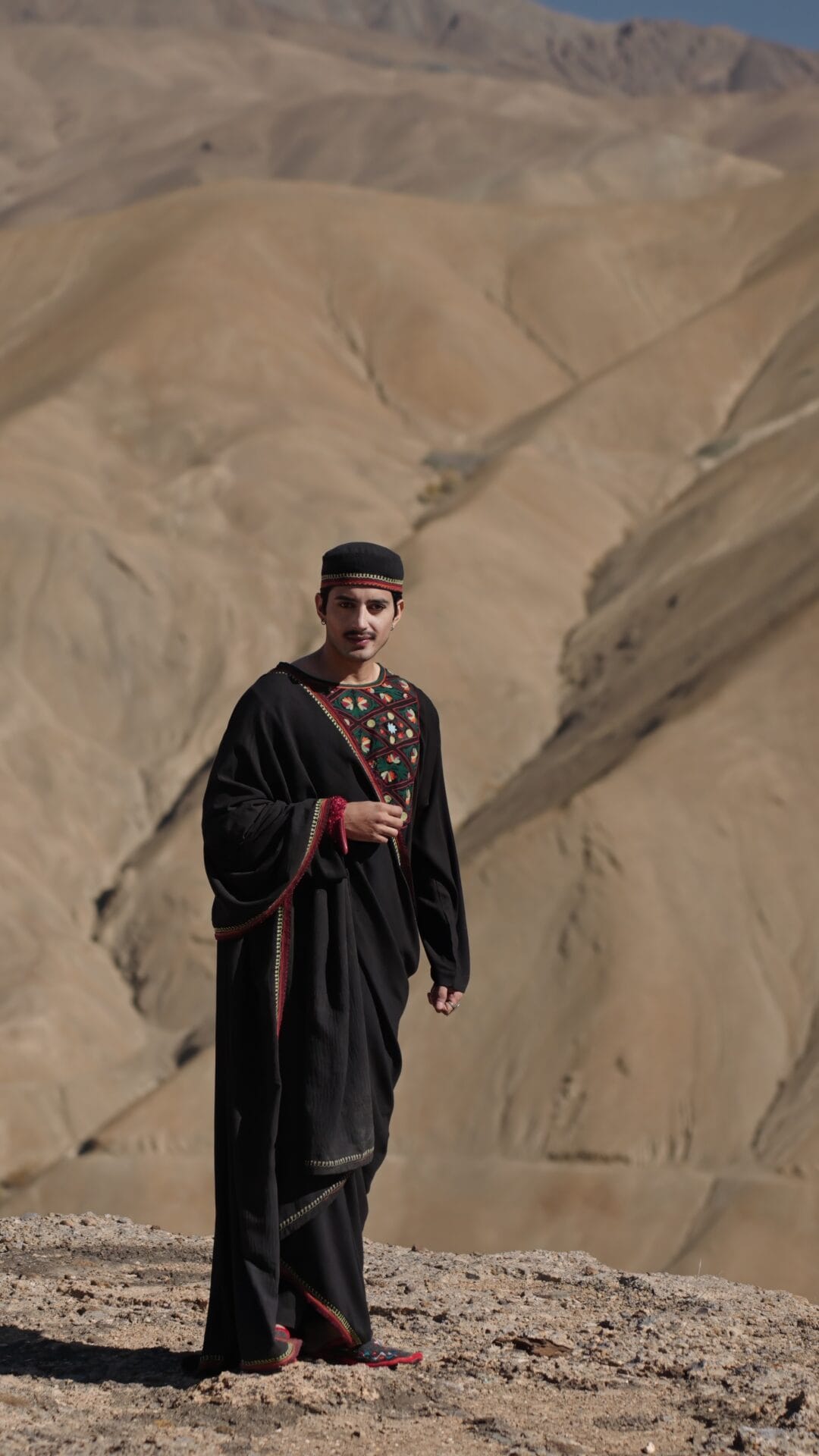 Black Ari Embroidered Pheran Palazzo with Shawl