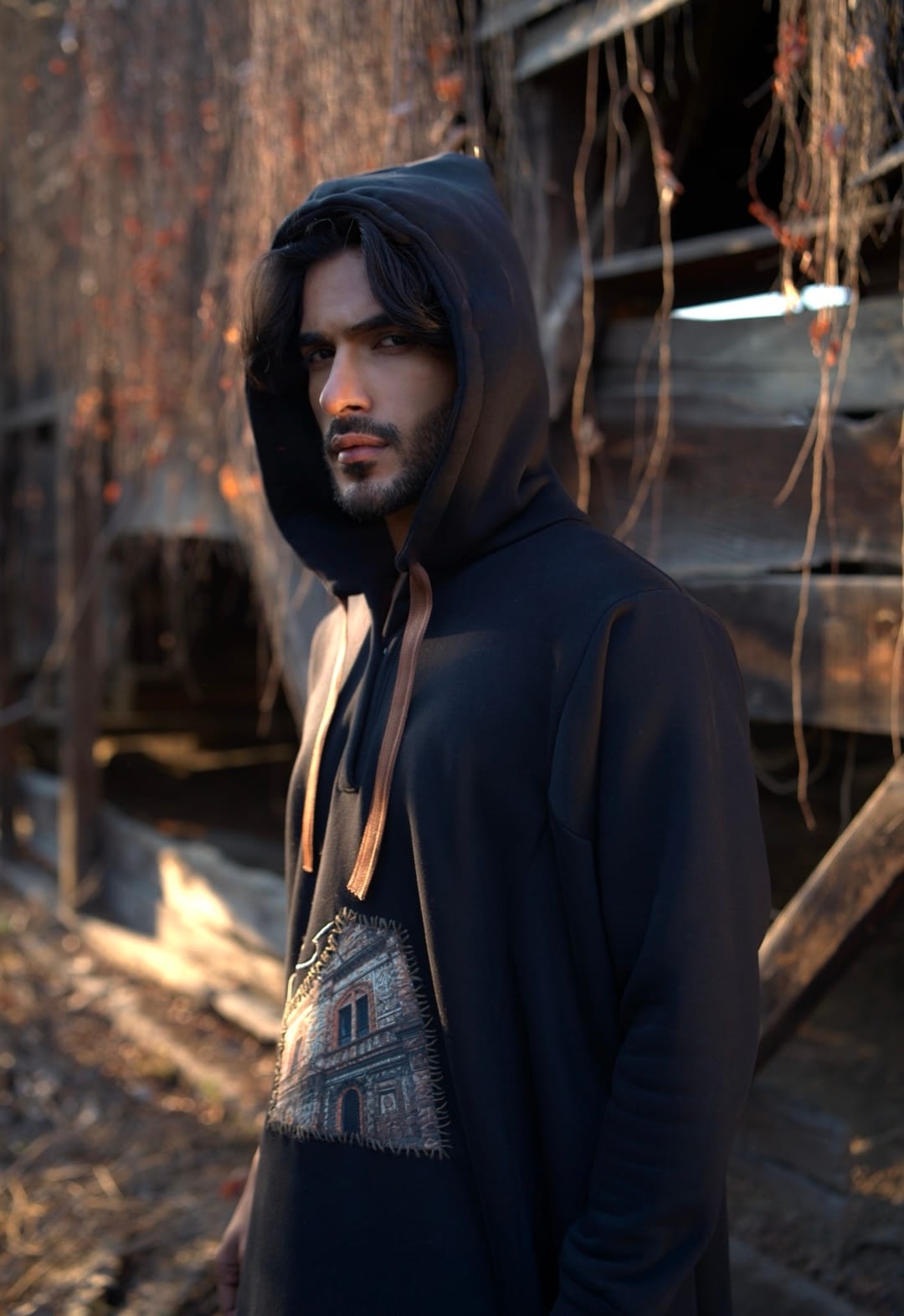 Downtown Graphic Printed Black Pheran And Pants