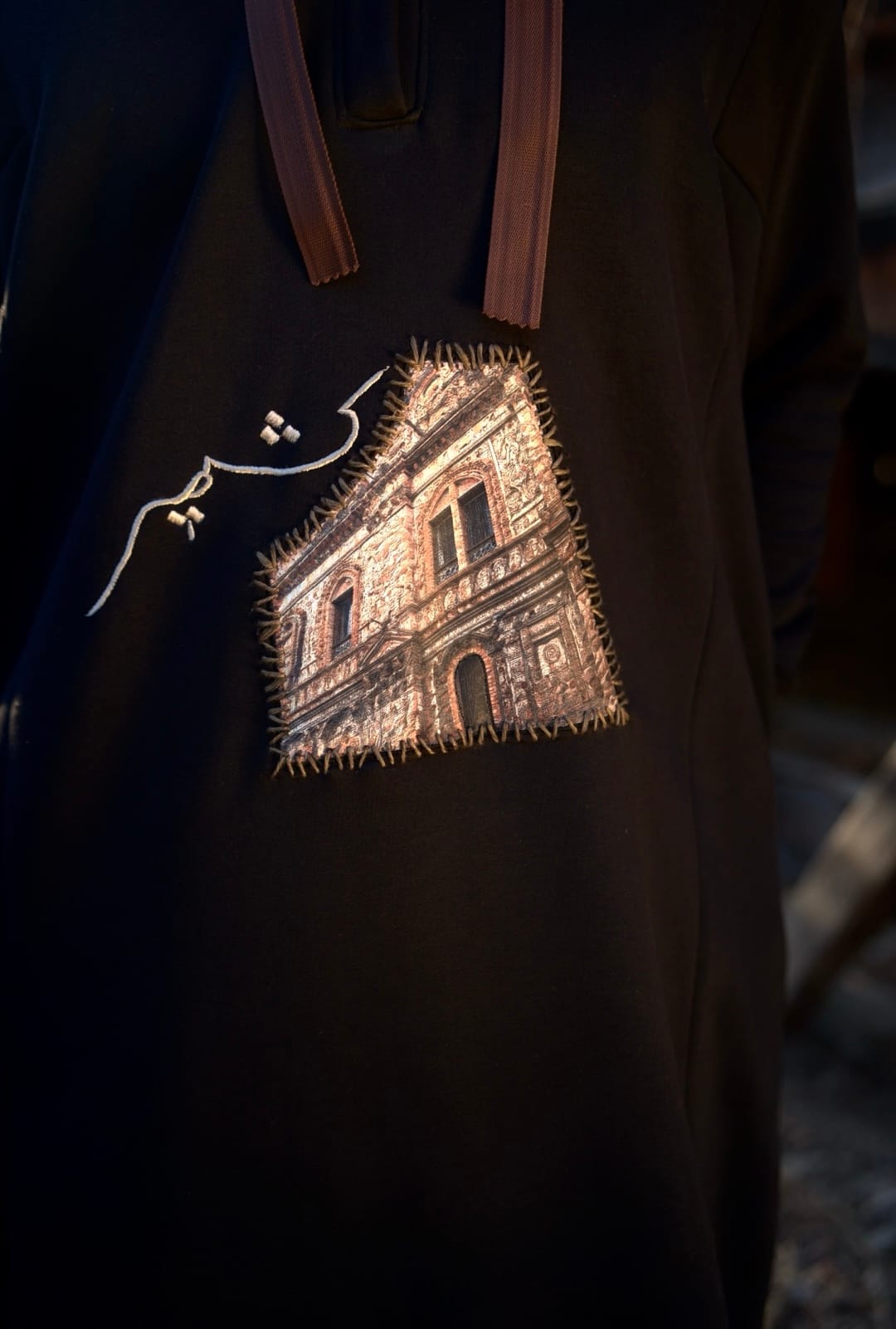 Downtown Graphic Printed Black Pheran And Pants