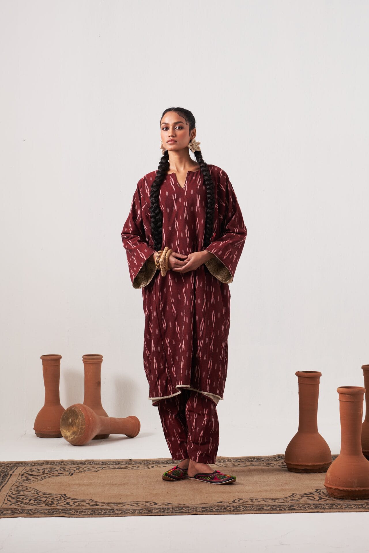 Pewand Reversible Pheran (Beige & Maroon)