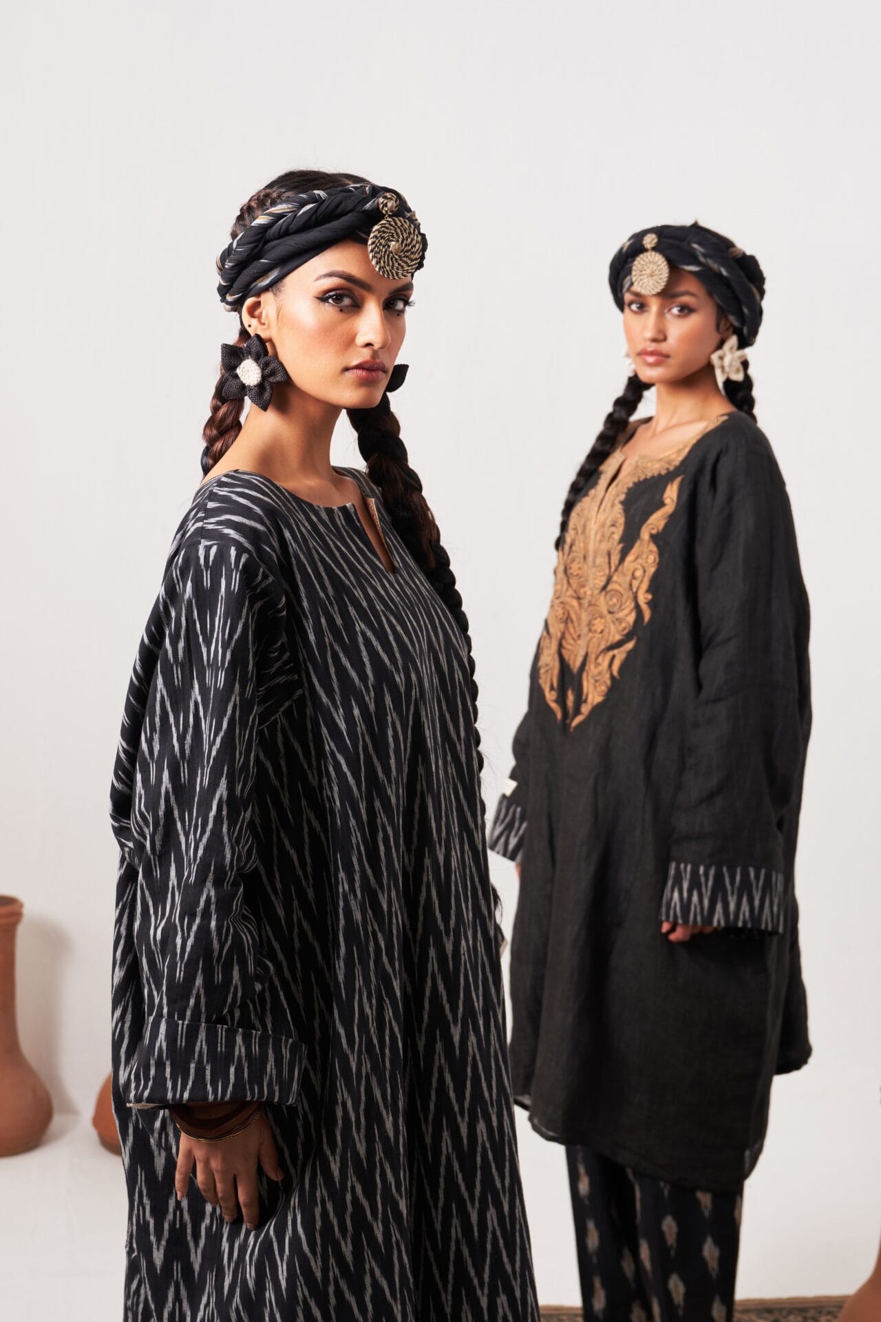 Black Tilla Embroidered Reversible Pheran Salwar