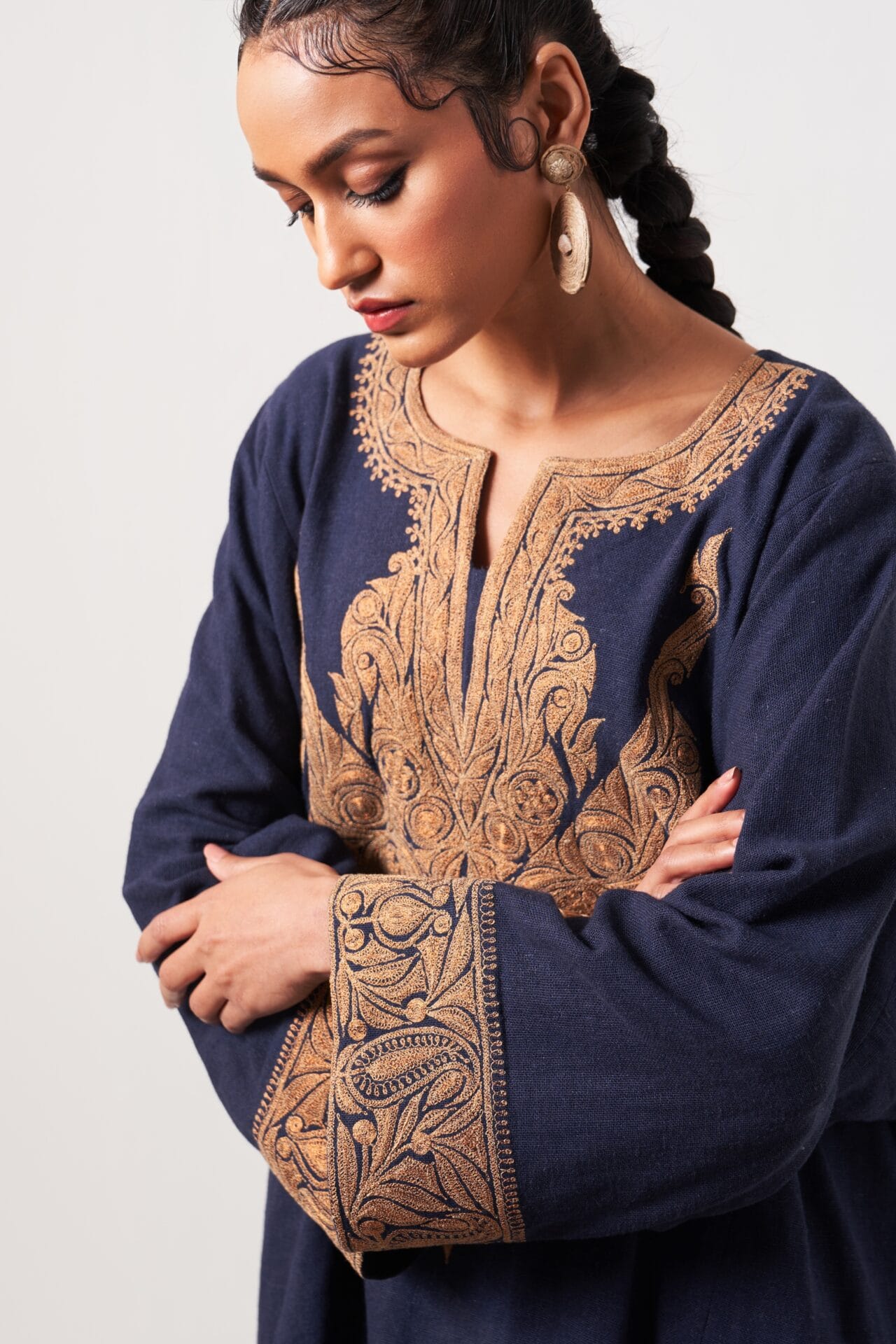 Navy Blue Tilla Embroidered Pheran Pant