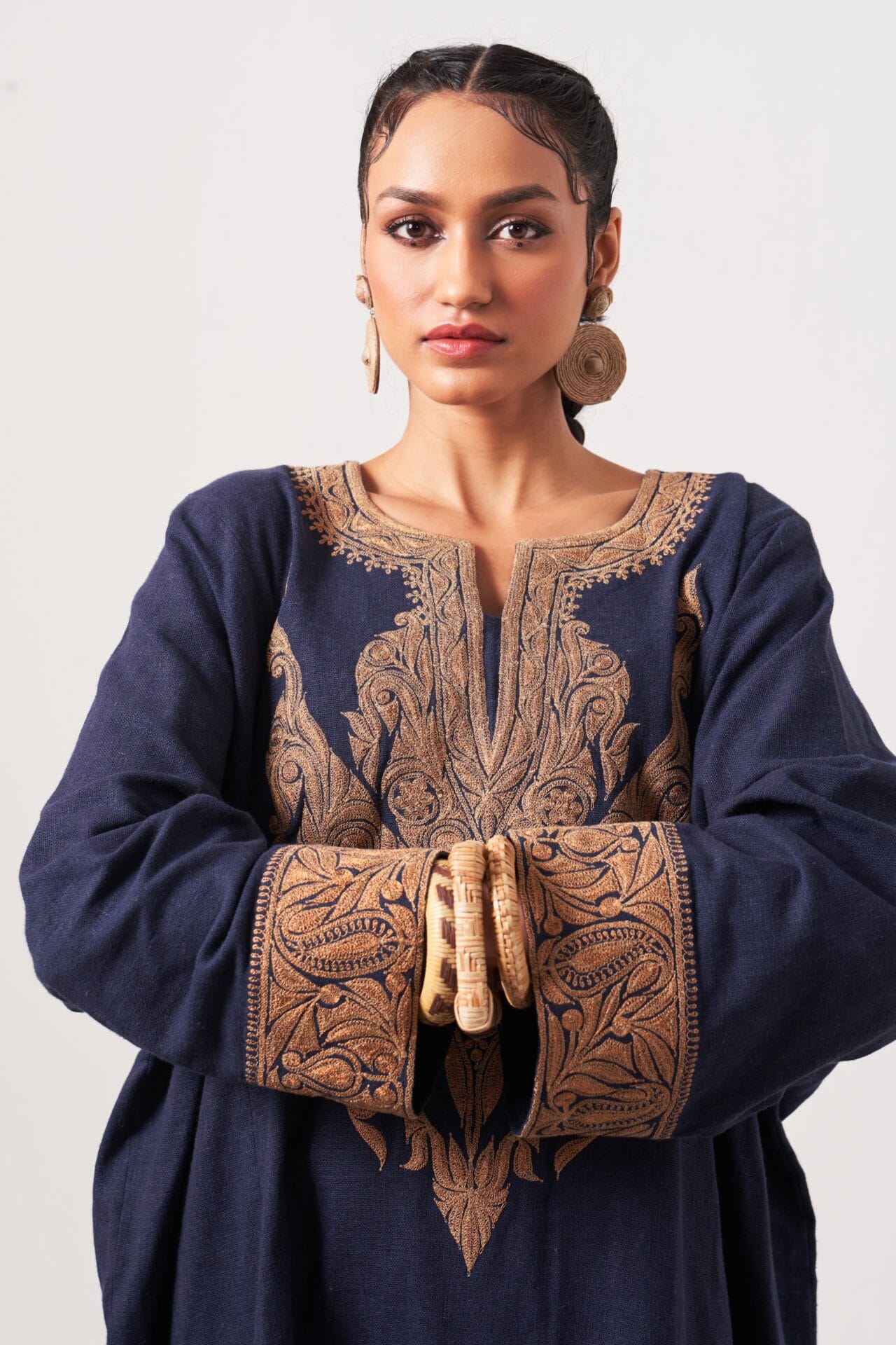 Navy Blue Tilla Embroidered Pheran Pant