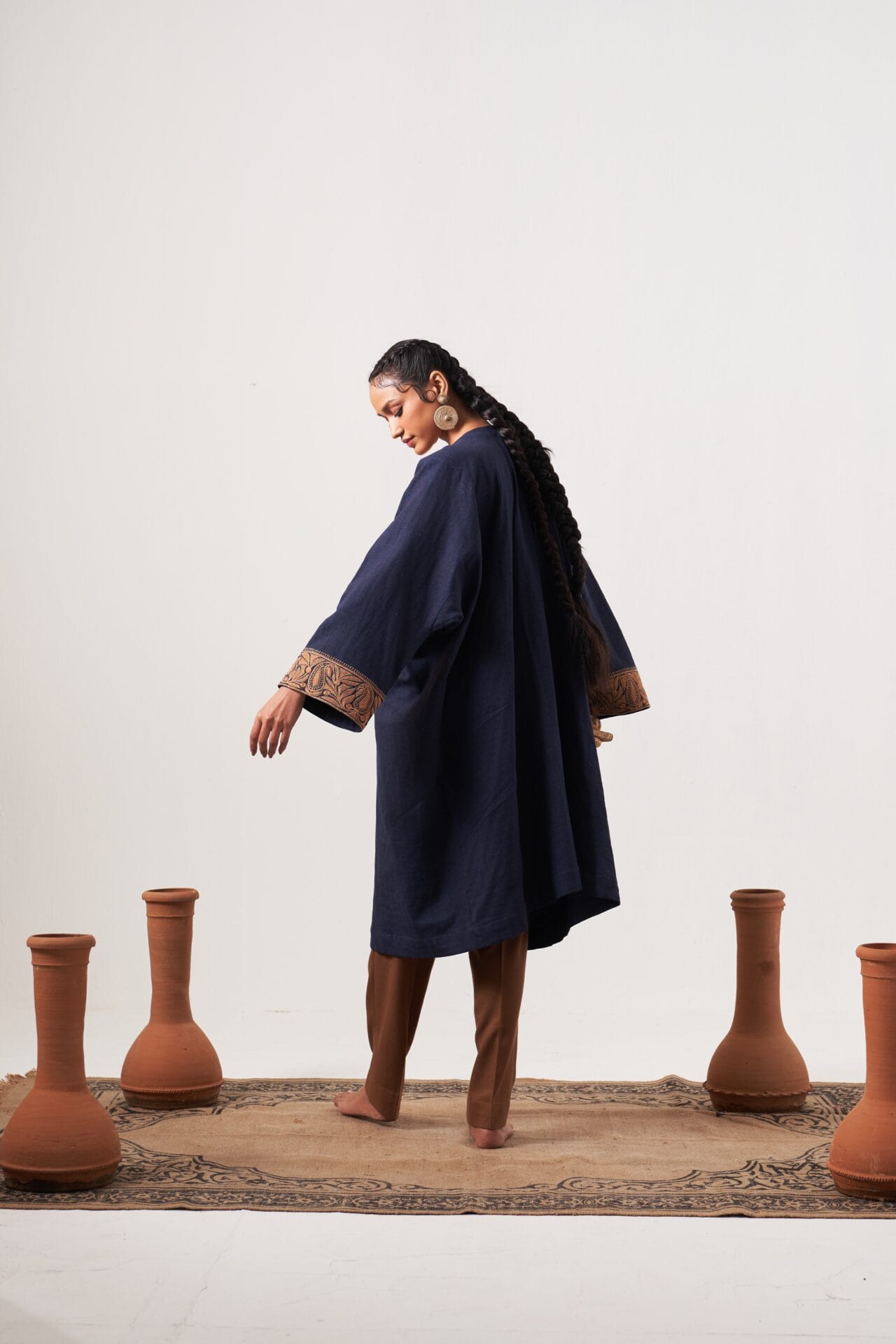 Navy Blue Tilla Embroidered Pheran Pant