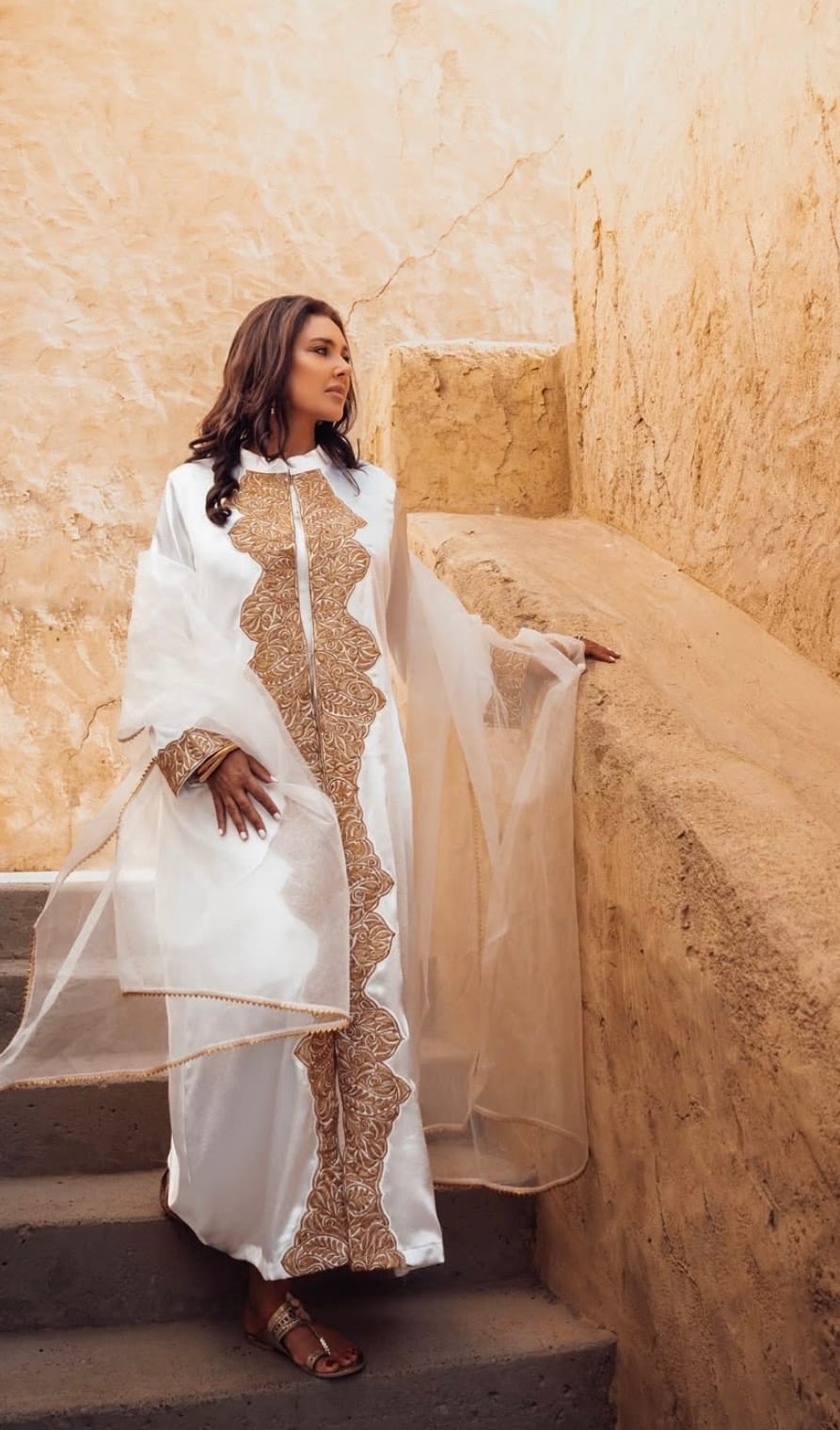 White Tilla Embroidered Tunic Jacket Organza Dupatta