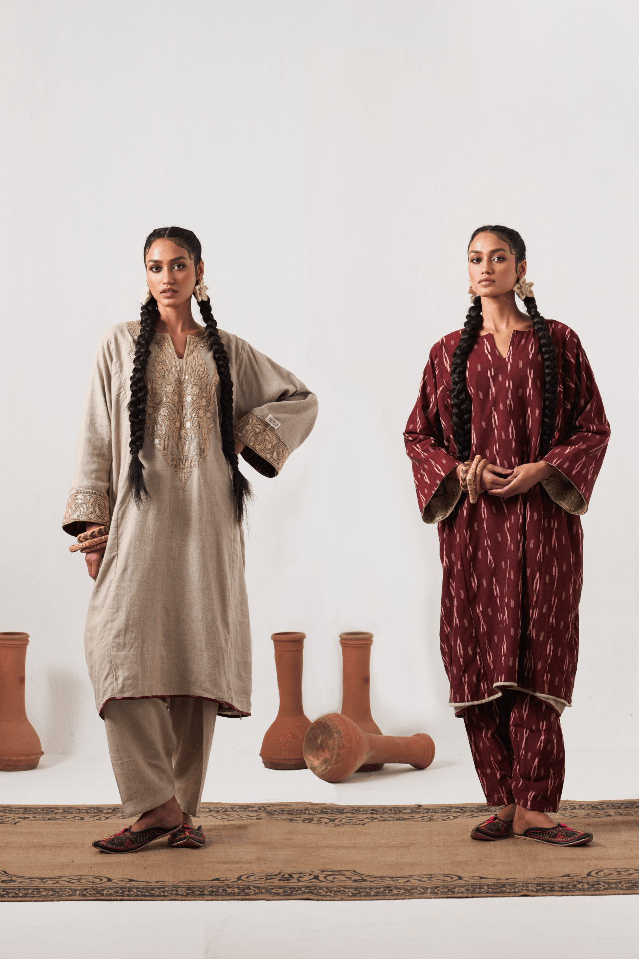 Pewand Reversible Pheran (Beige & Maroon)