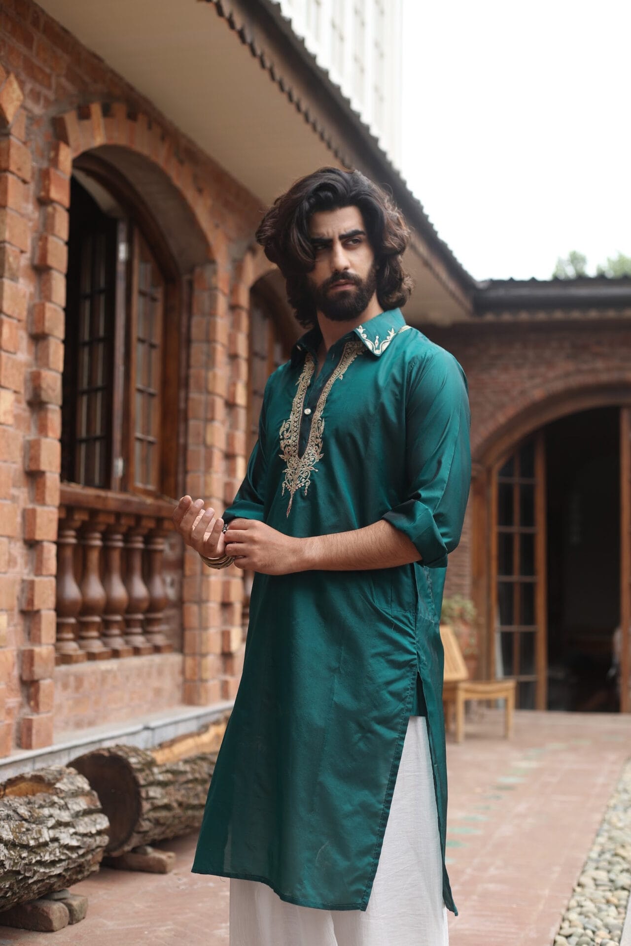 Tilla Embroidered Green Kurta Salwar