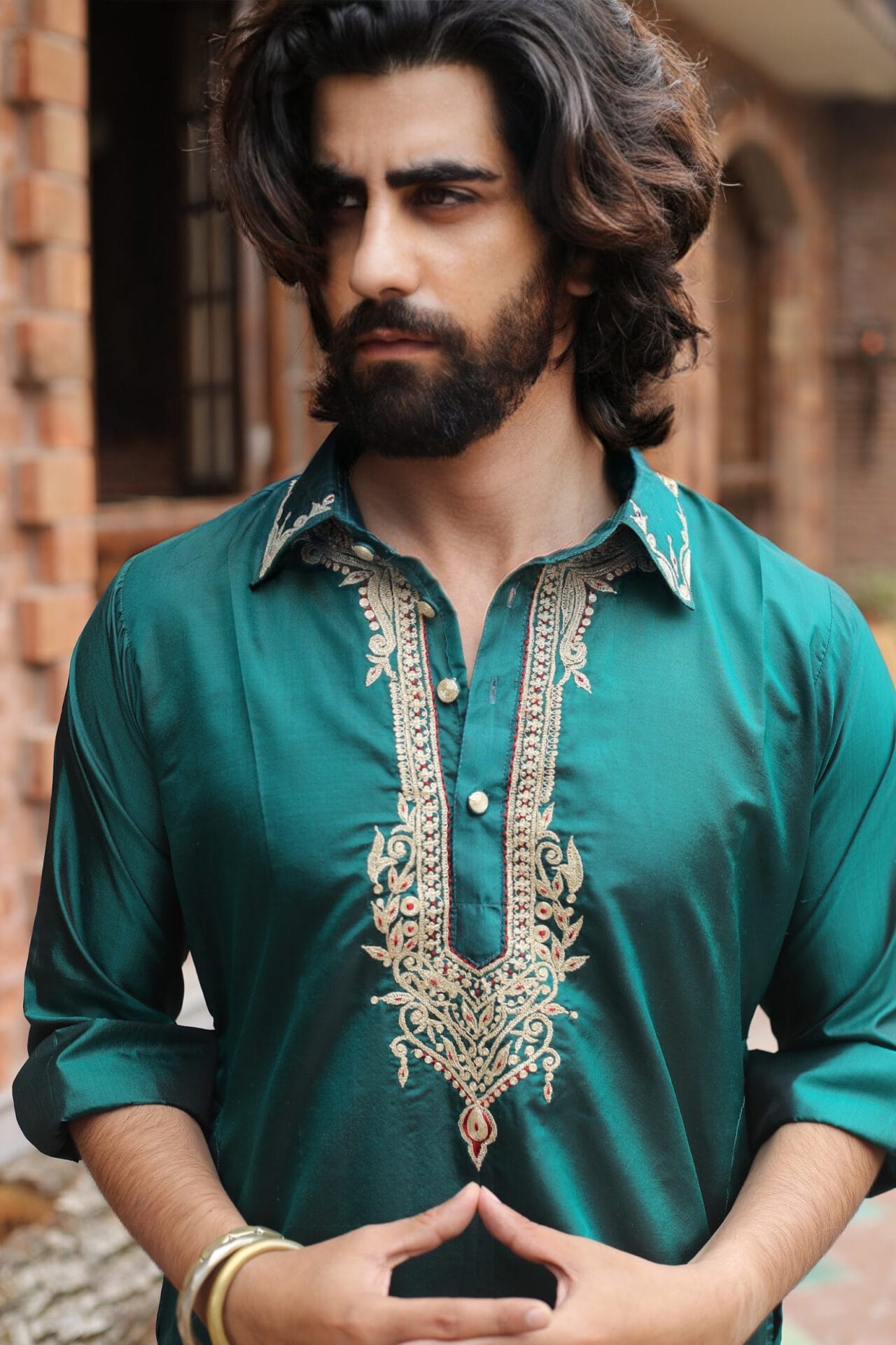 Tilla Embroidered Green Kurta Salwar