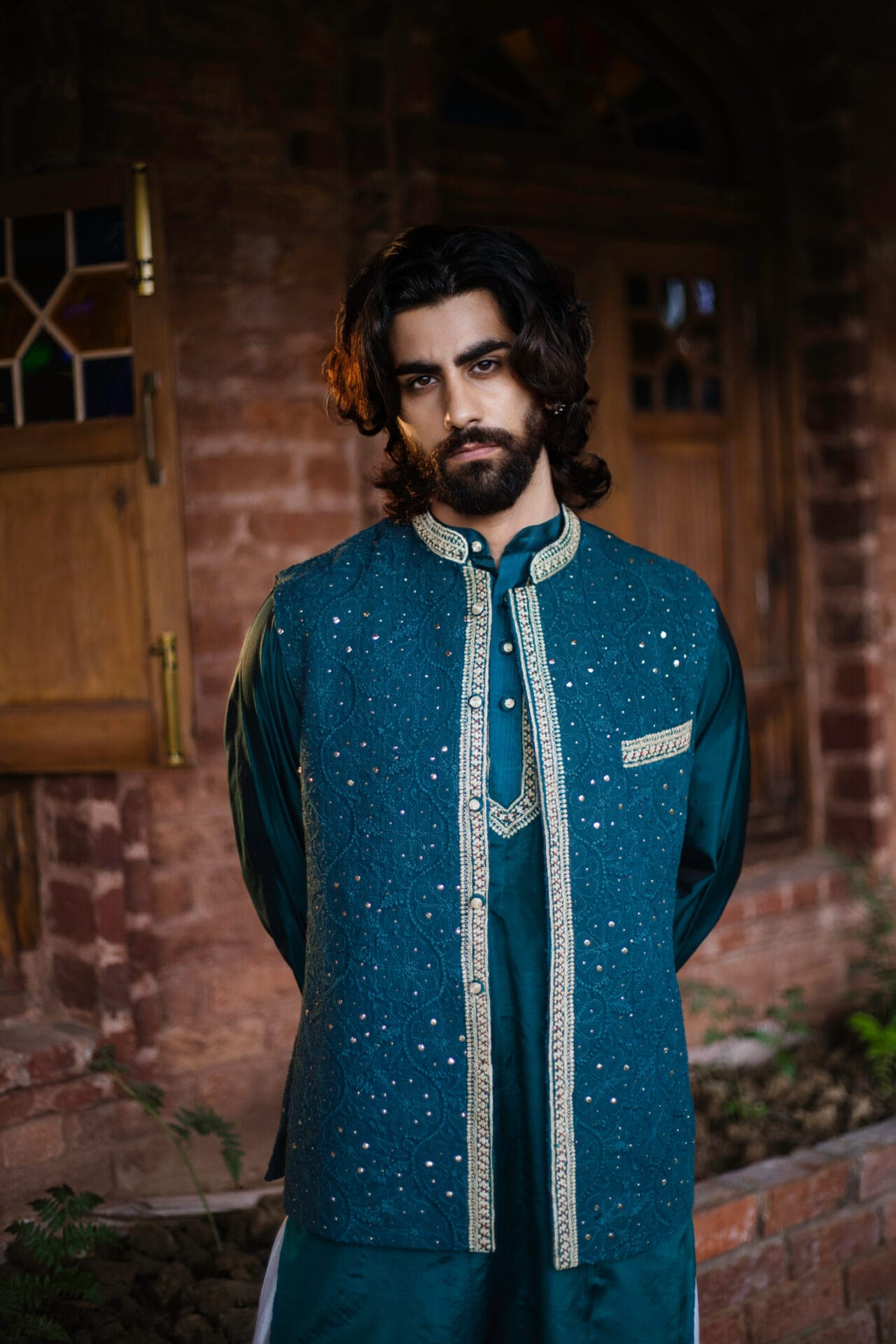 Green Chikankari Waist-Coat set