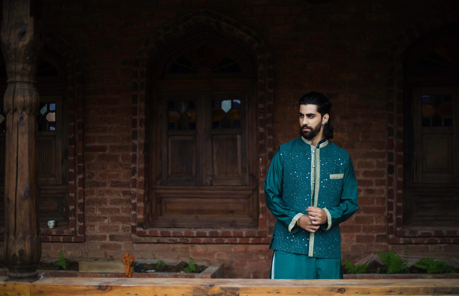 Green Chikankari Waist-Coat set