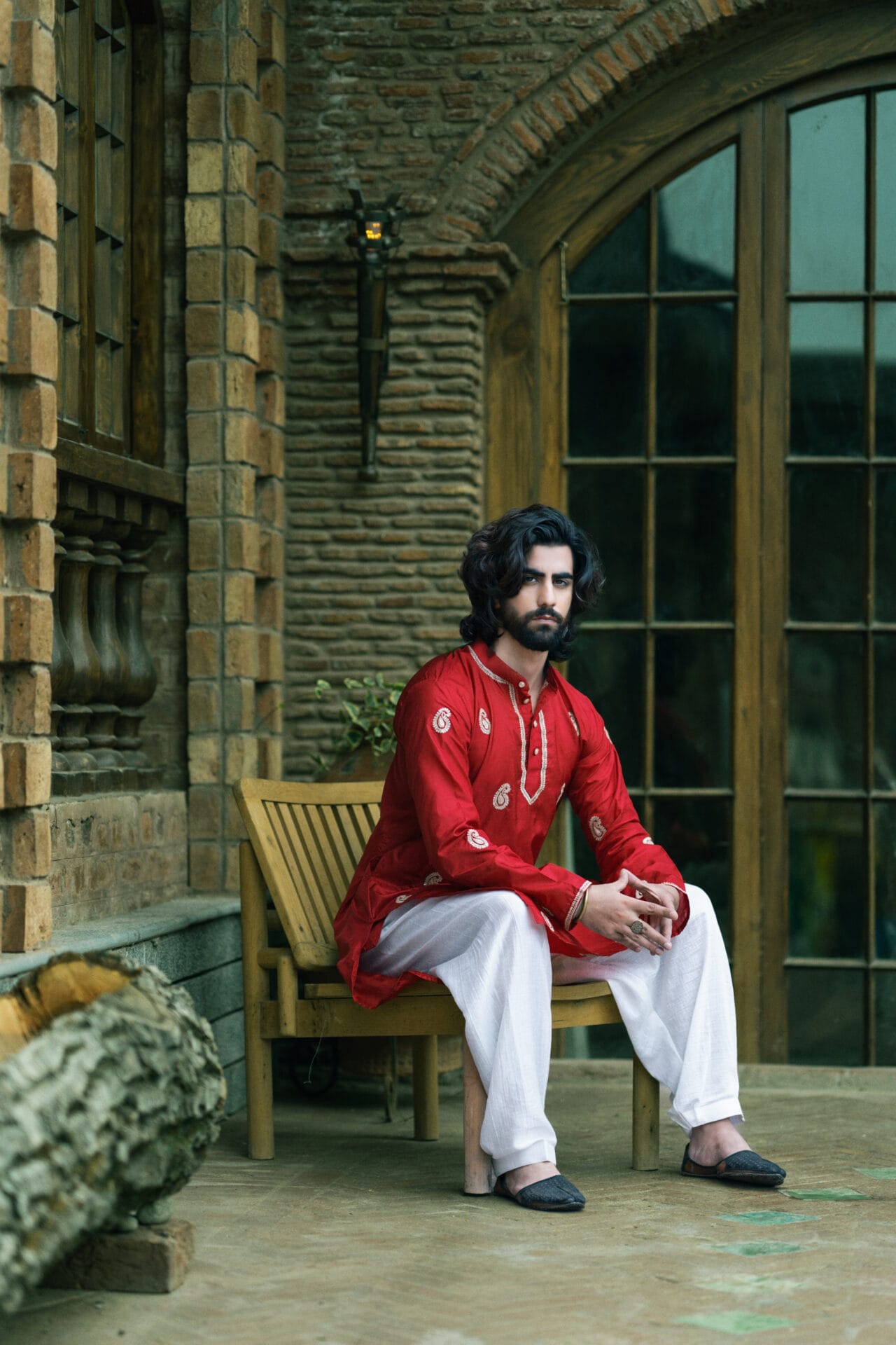 Red Tilla Embroidered Kurta Salwar