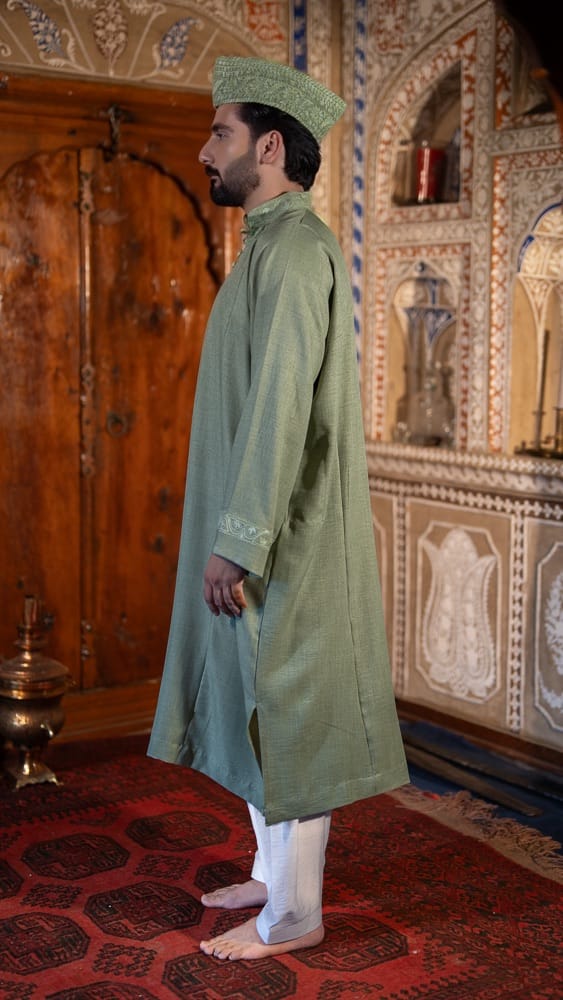 Green Ari Embroidered Pheran Salwar