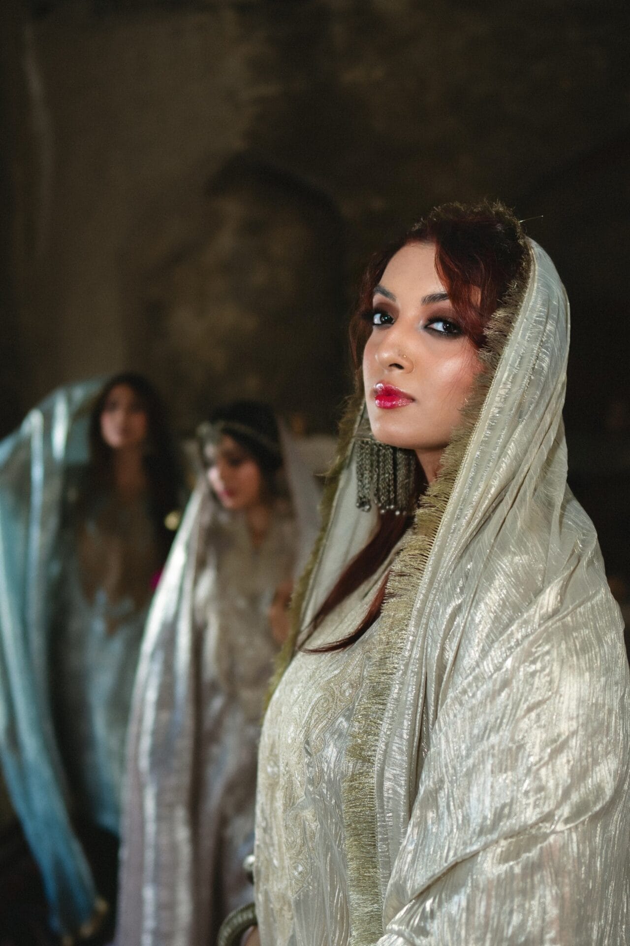 Pearl White Shimmer Tilla Embroidered Pheran Salwar