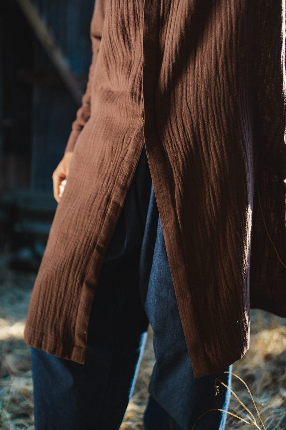 Brown Button Down Kurta Set