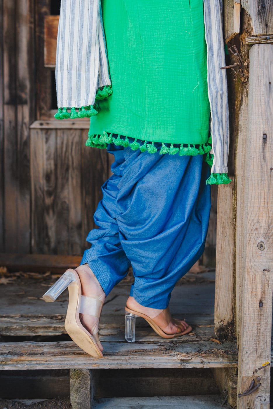 Green Pheran Dhoti Salwar Check Dupatta