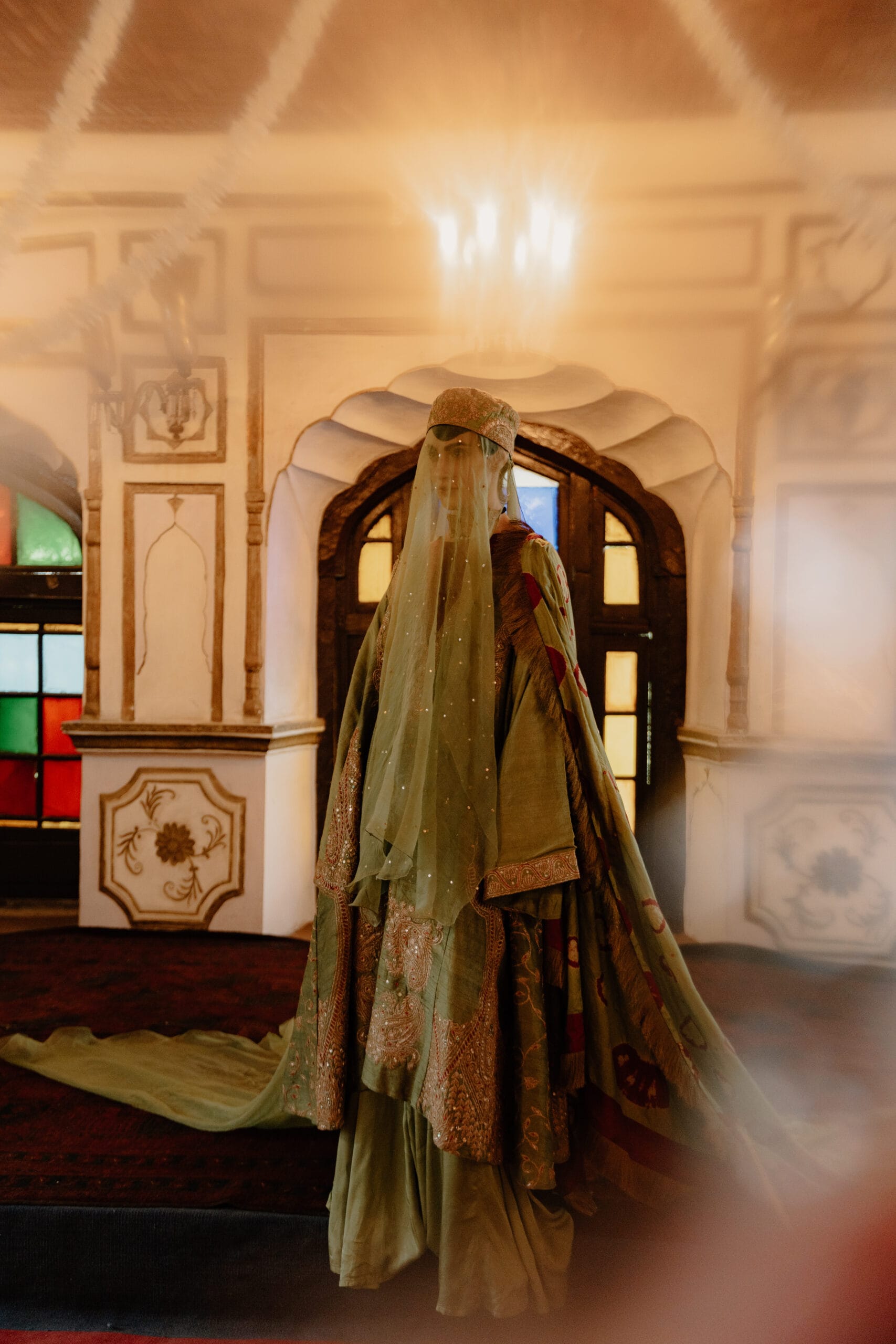 Green Raw Silk Kalidar Pheran Bandhani Dupatta Sharara