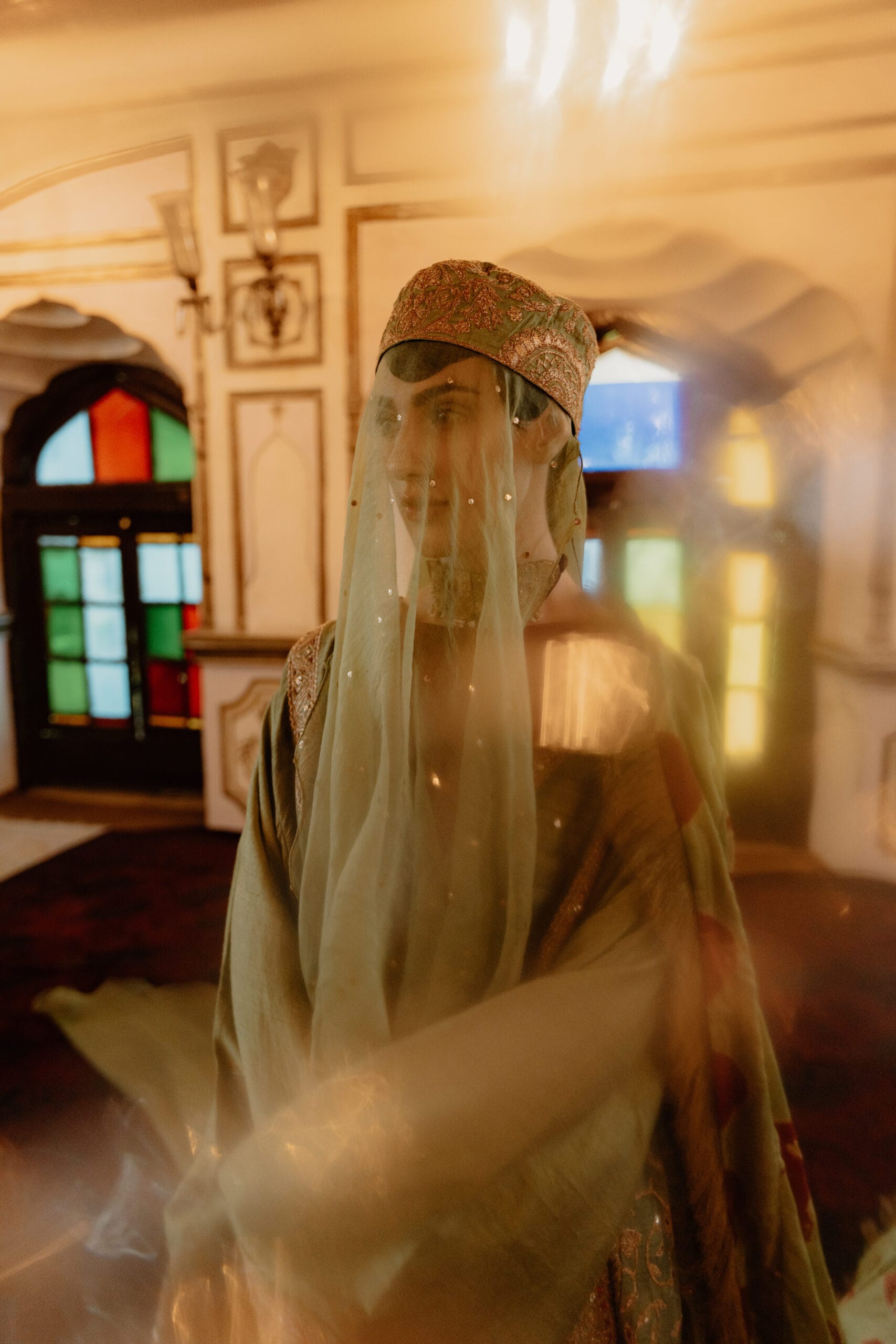 Green Raw Silk Kalidar Pheran Bandhani Dupatta Sharara