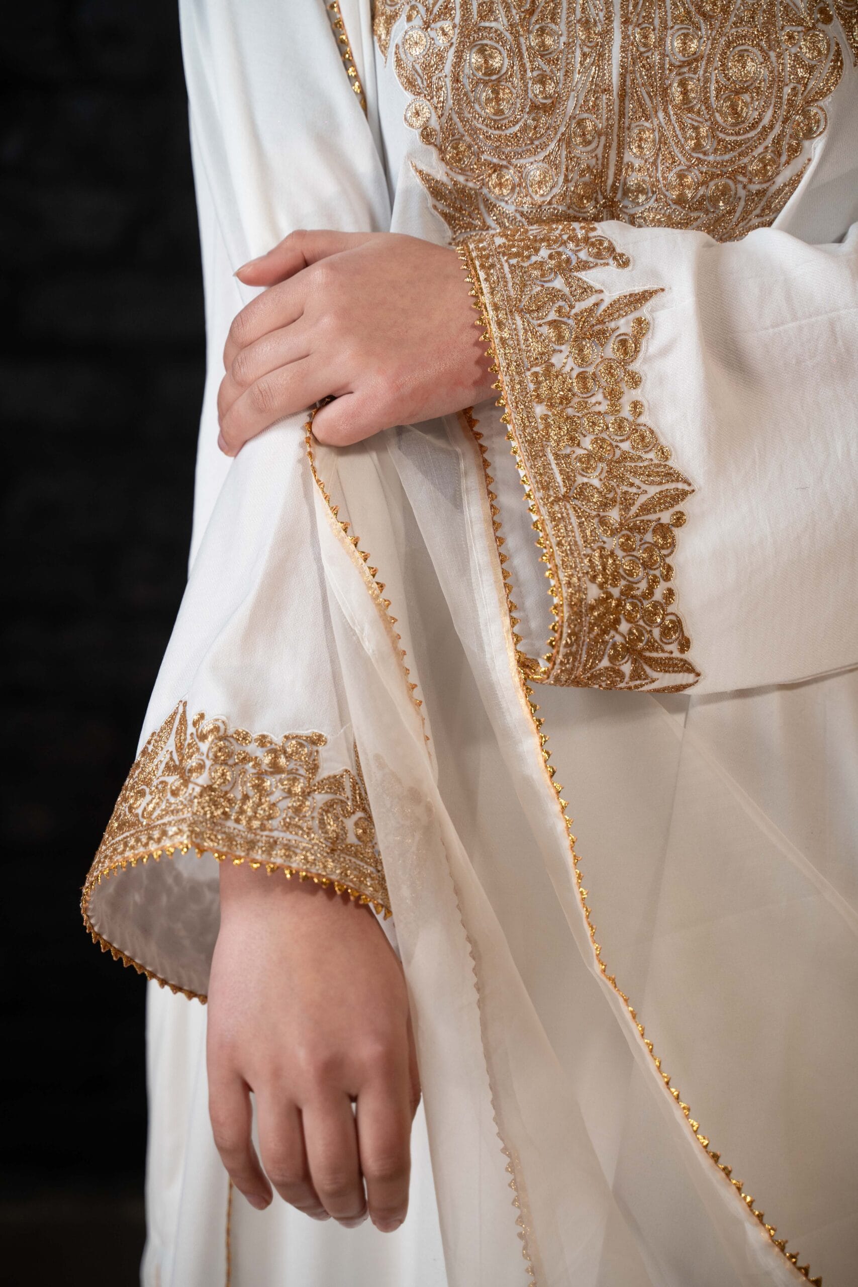 White Tilla Embroidered Pheran Salwar Dupatta