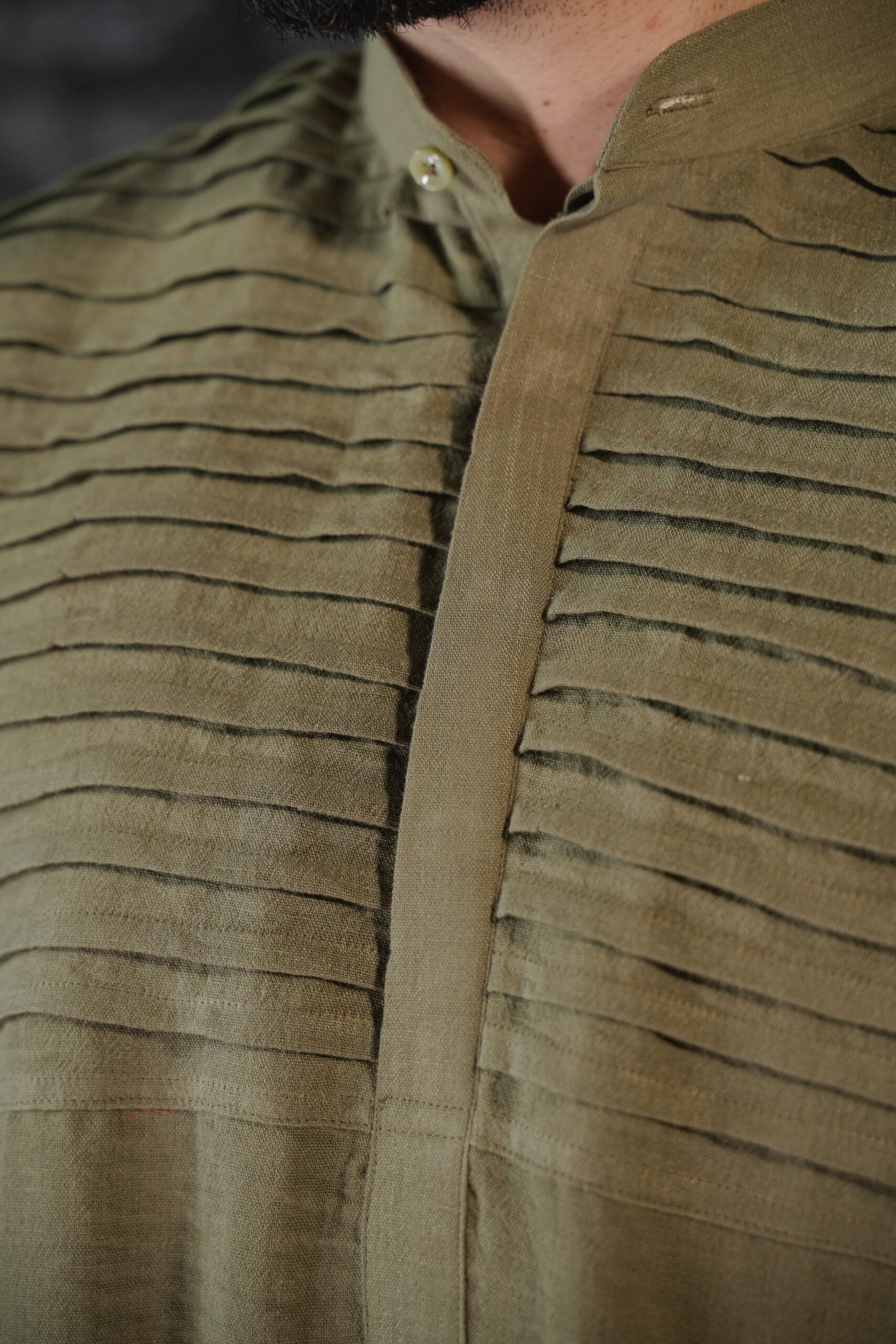 Olive Pleated Kurta Salwar