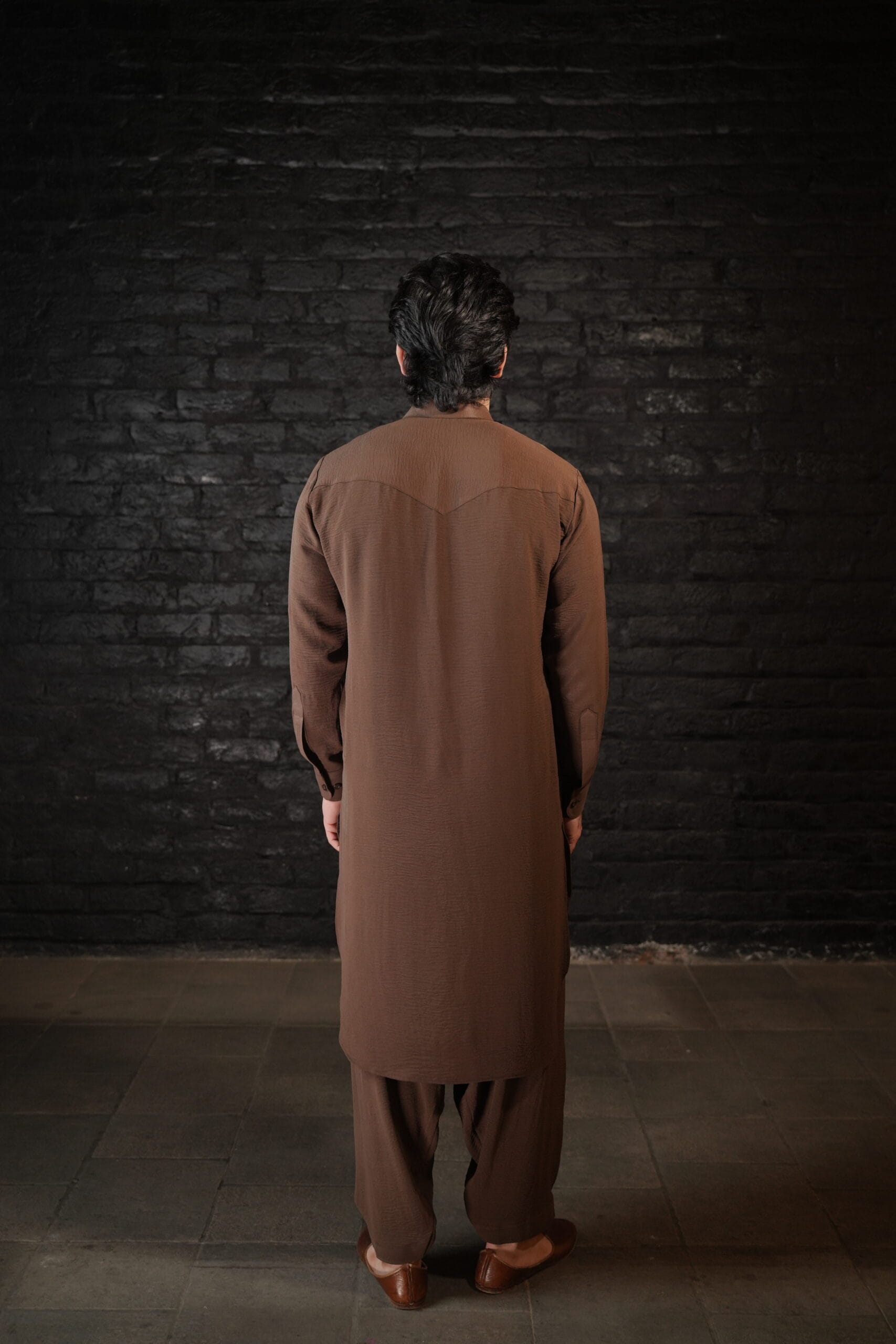 Brown Pleated Kurta Salwar