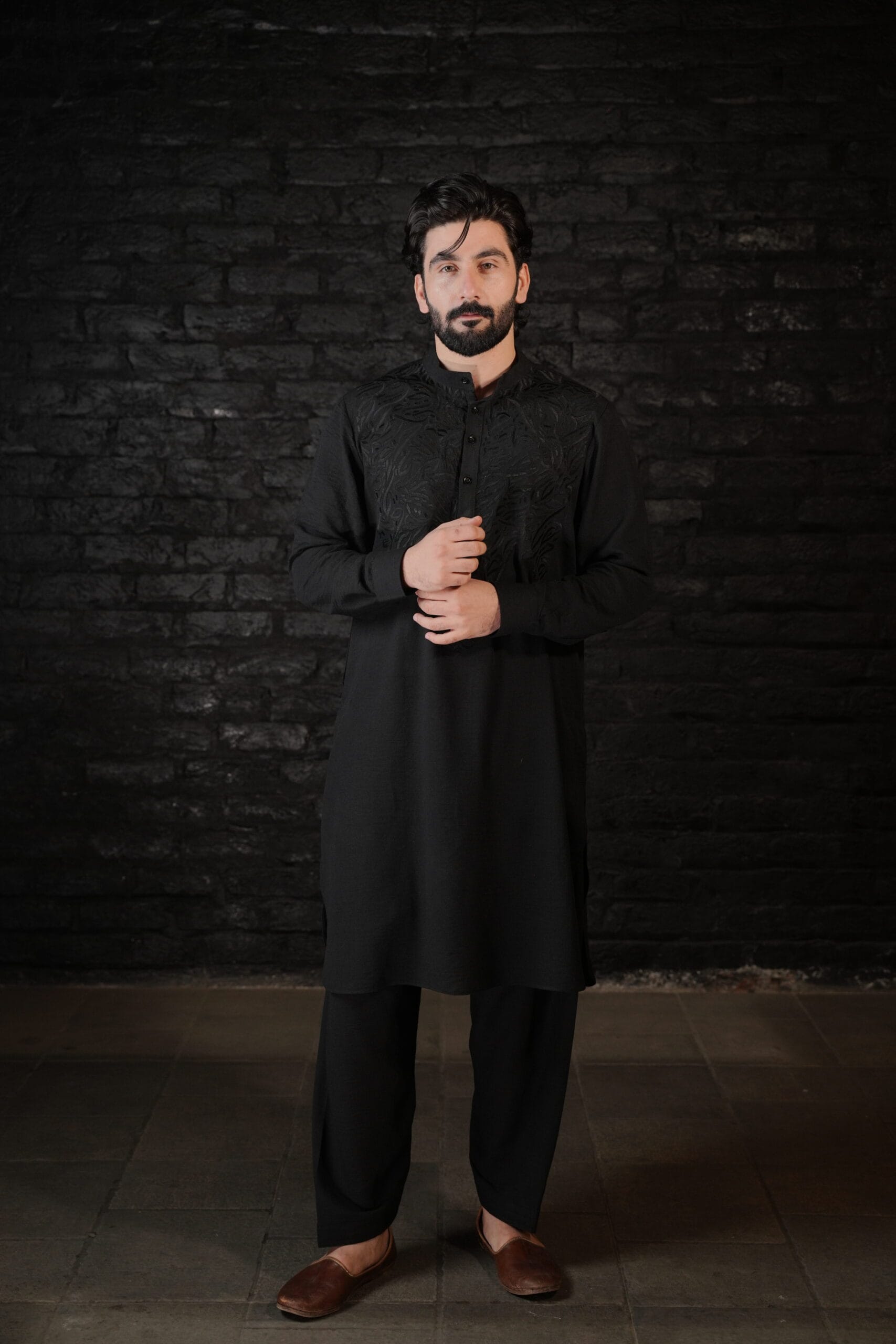 Black Thread Embroidered Kurta Salwar