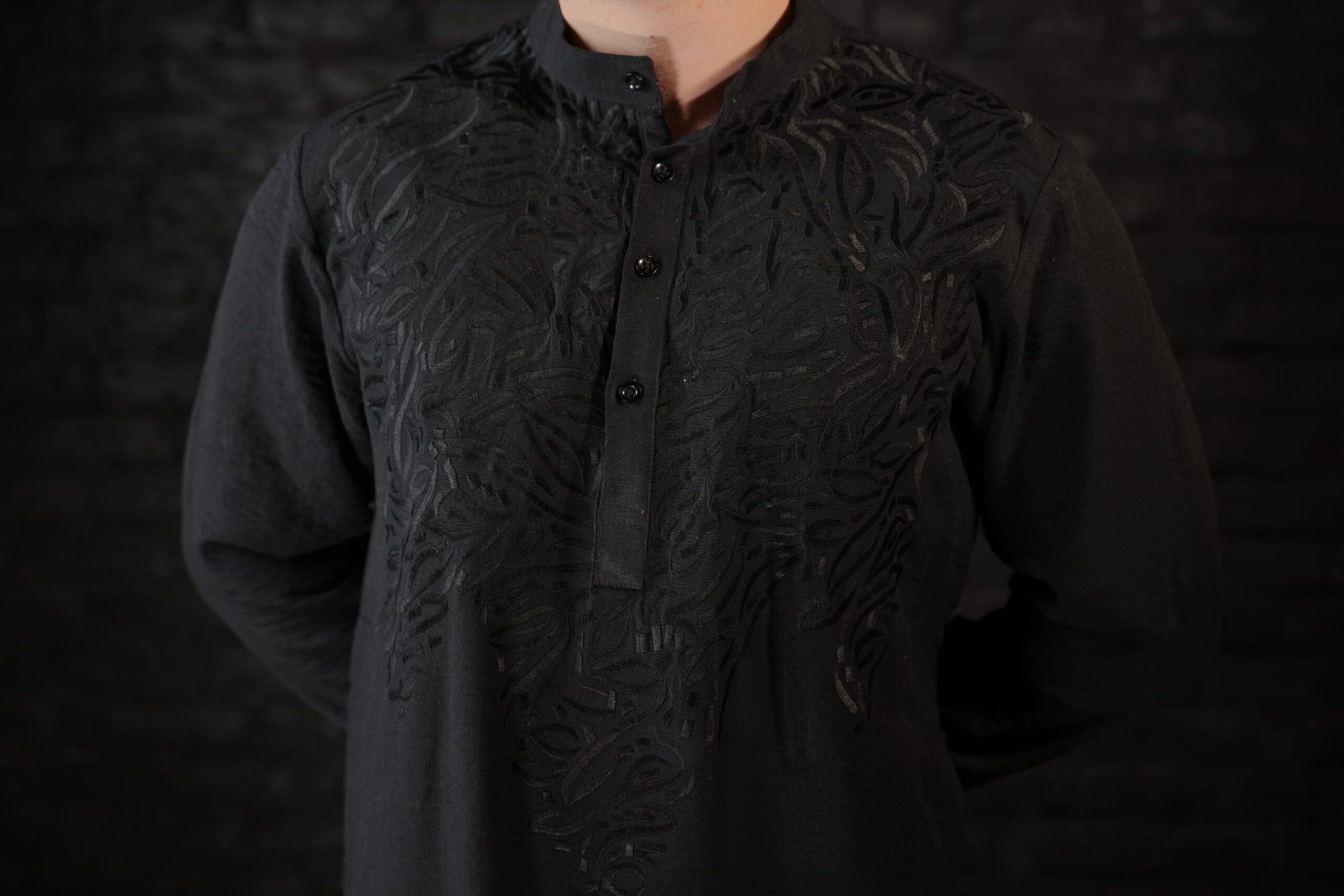 Black Thread Embroidered Kurta Salwar