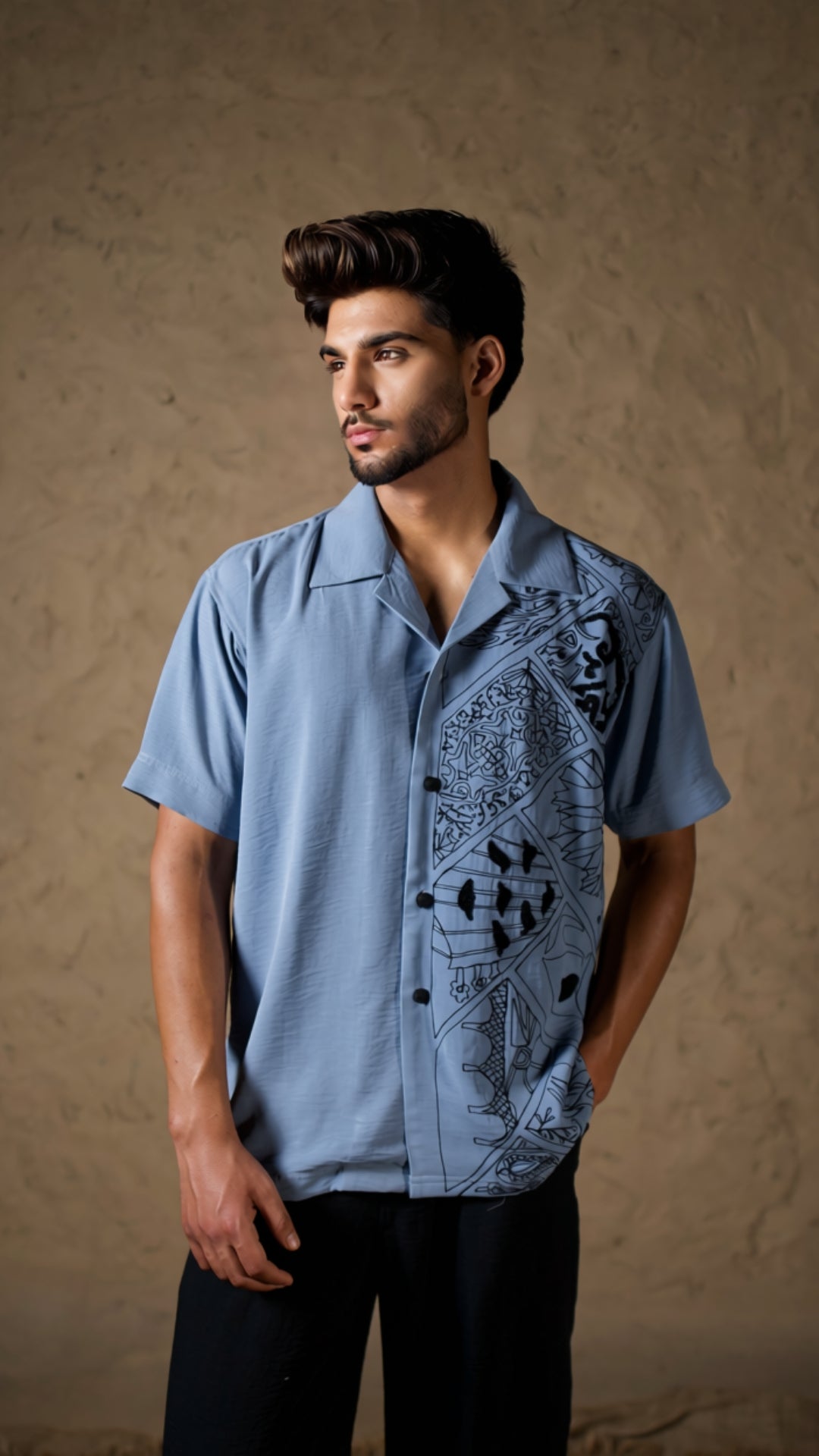 Blue Thread Embroidered Shirt with Pants