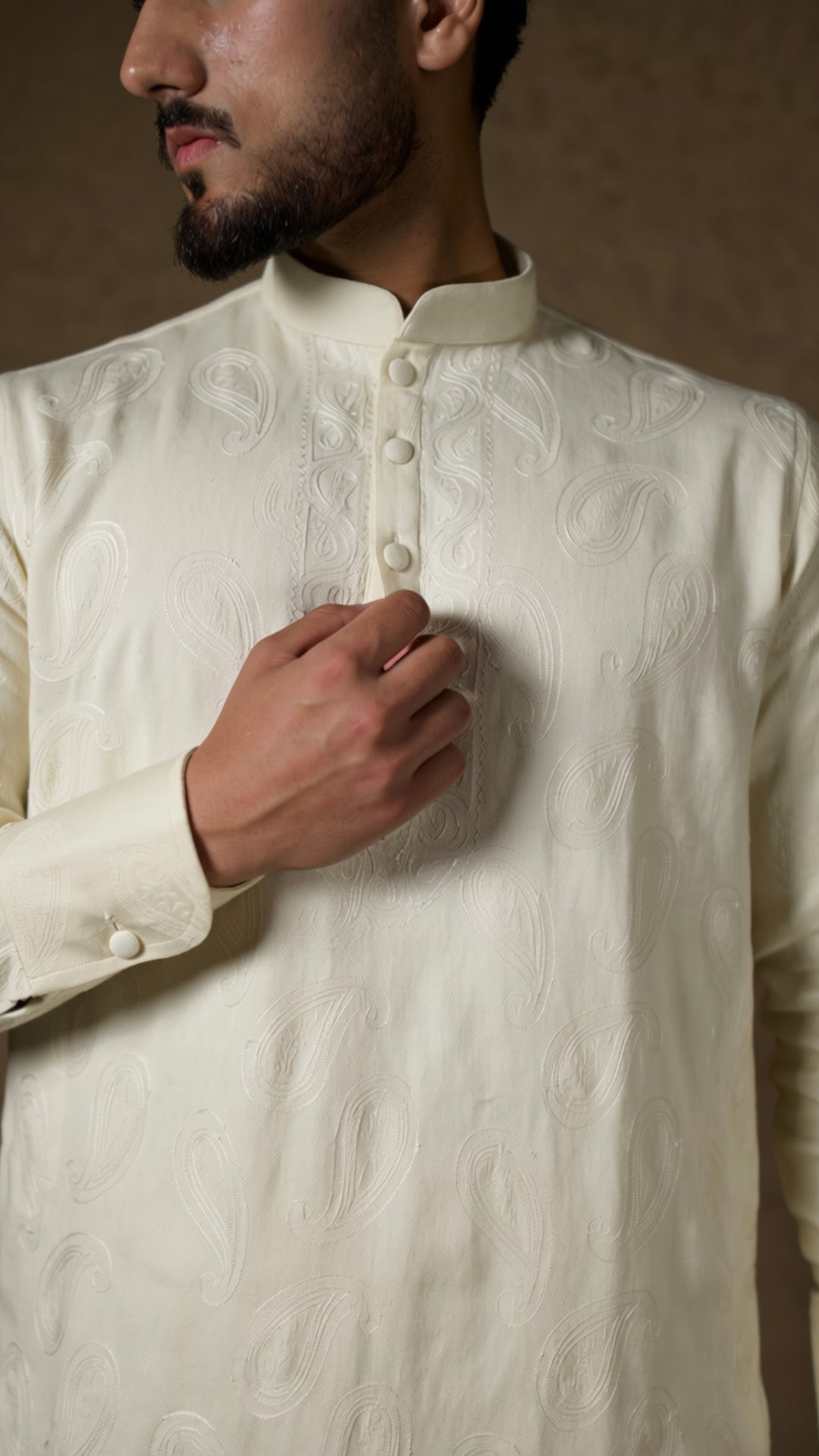 Off White Embroidered Kurta Salwar