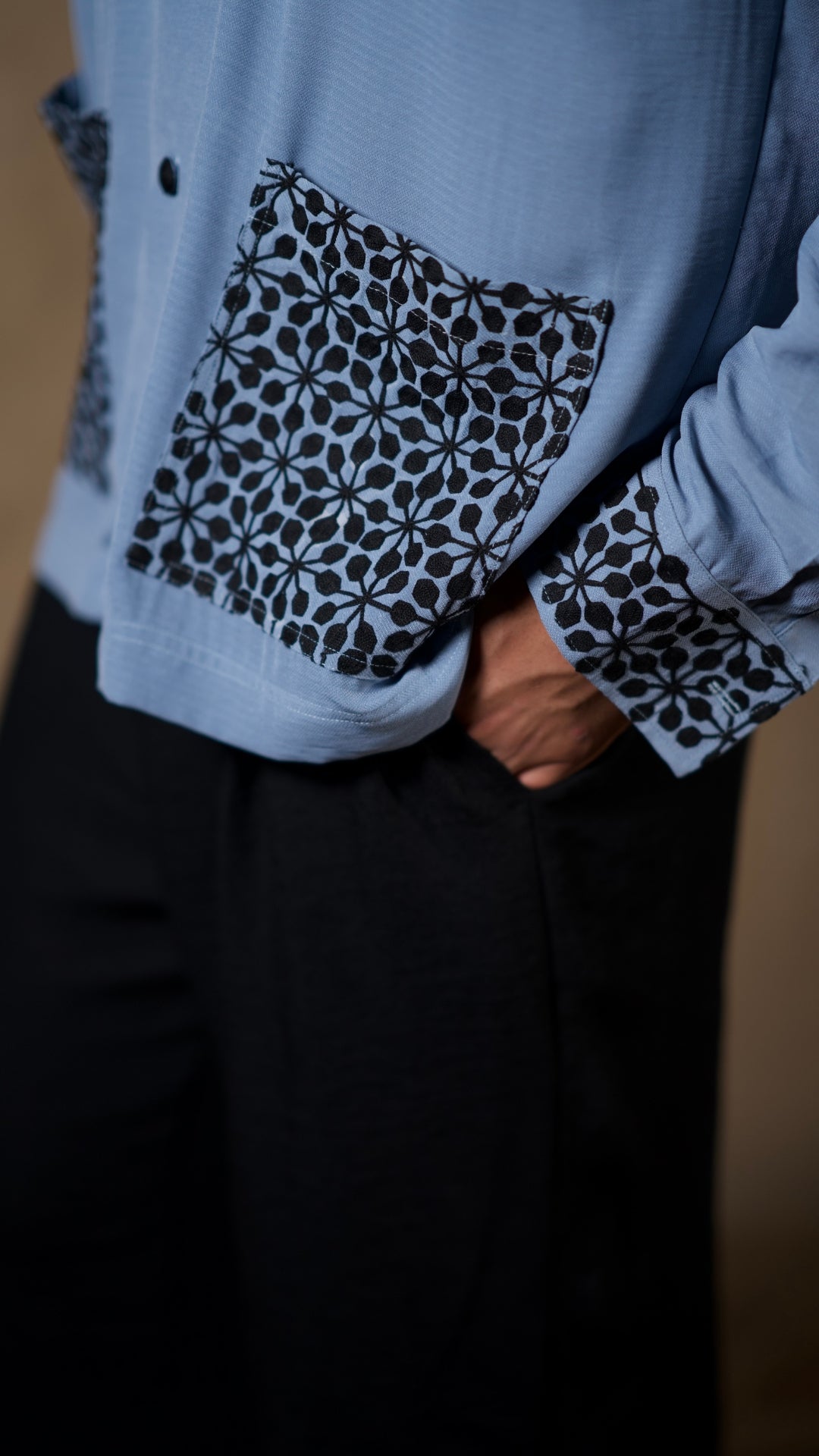 Blue Khatamband Thread Embroidered Shirt
