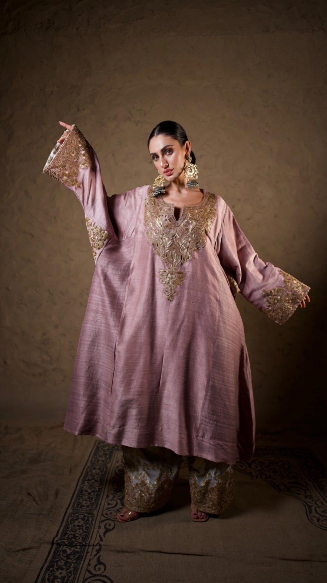 Lilac Tilla Embroidered Pheran Salwar with Dupatta