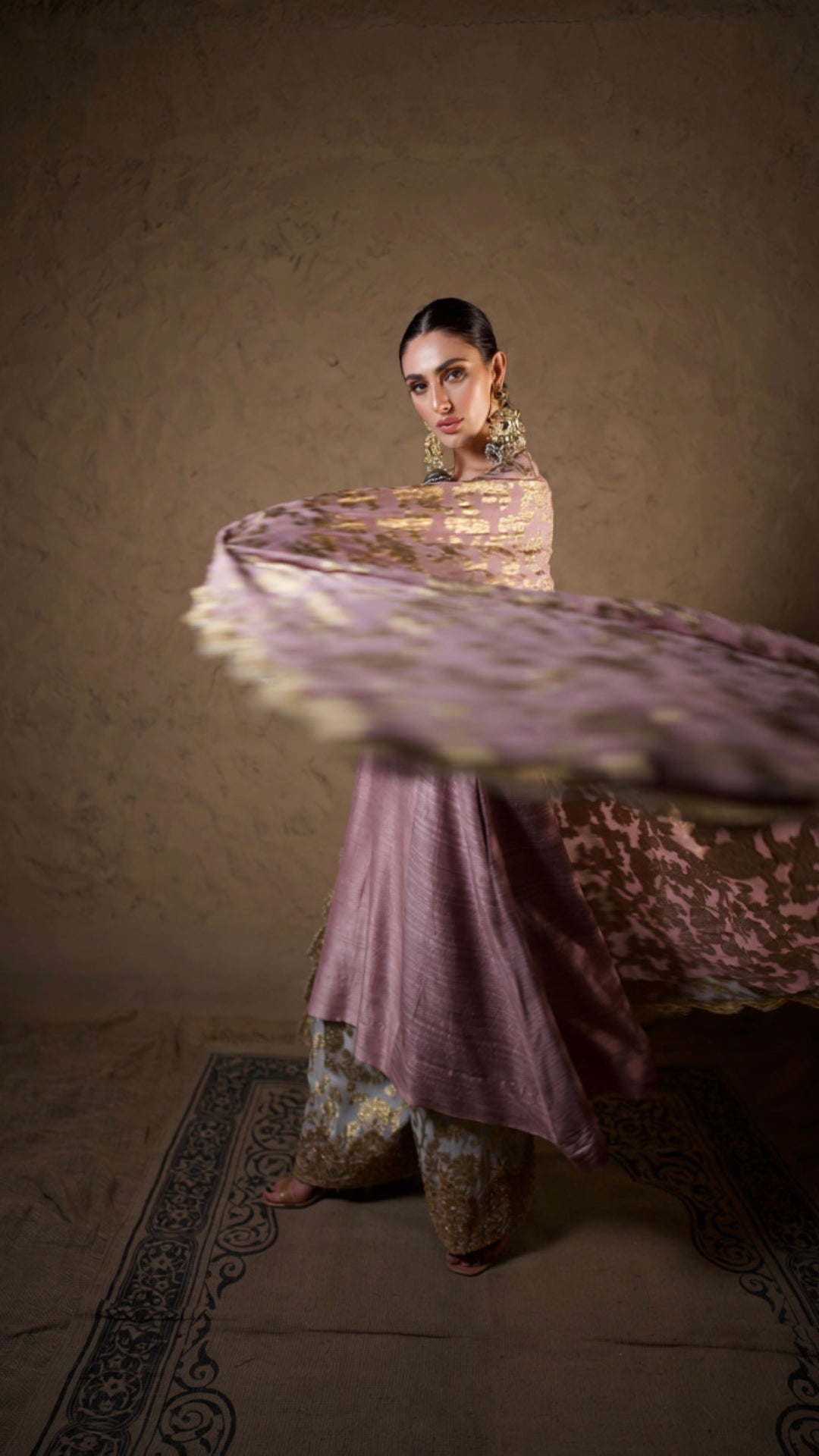 Lilac Tilla Embroidered Pheran Salwar with Dupatta