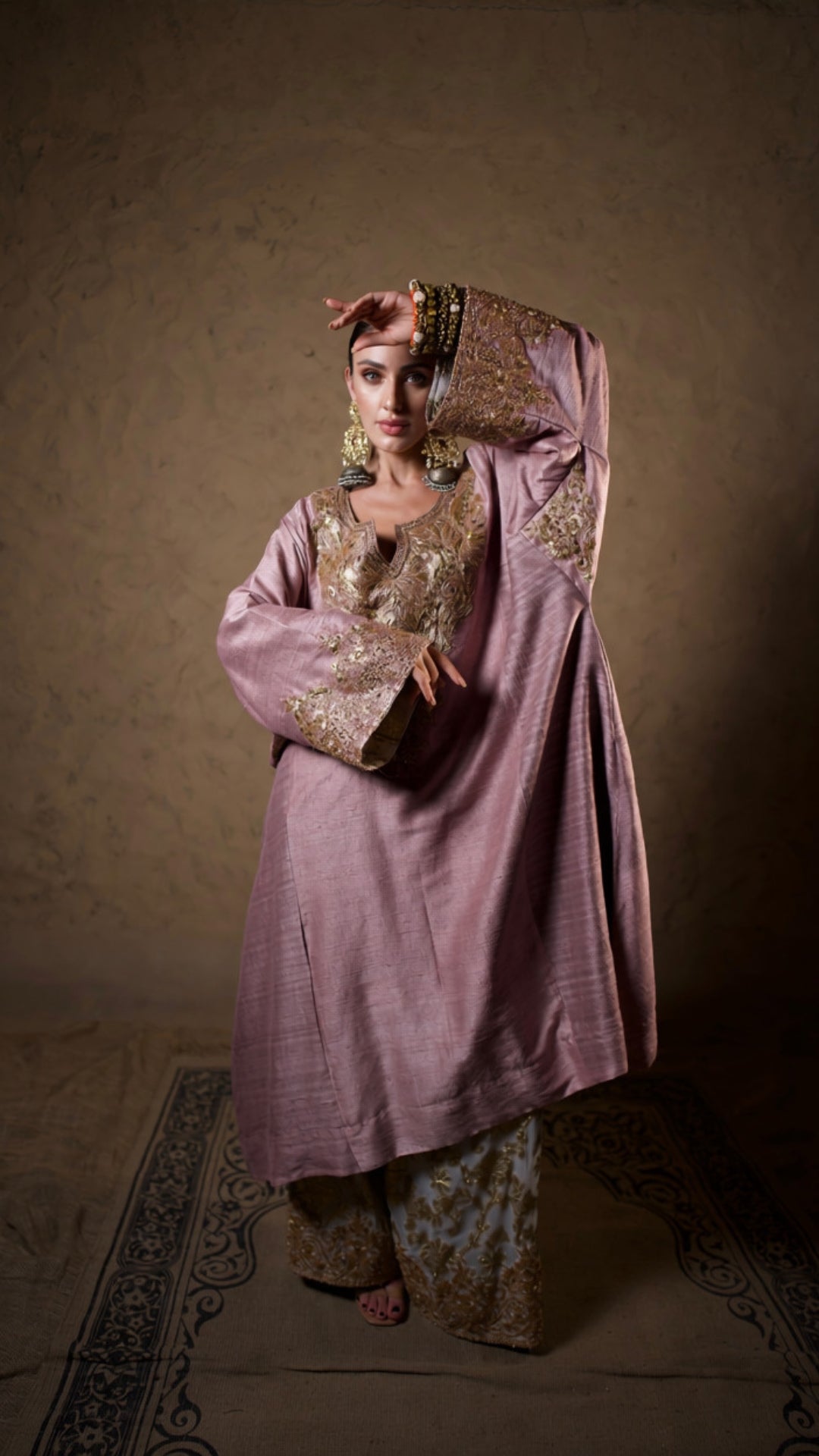 Lilac Tilla Embroidered Pheran Salwar with Dupatta