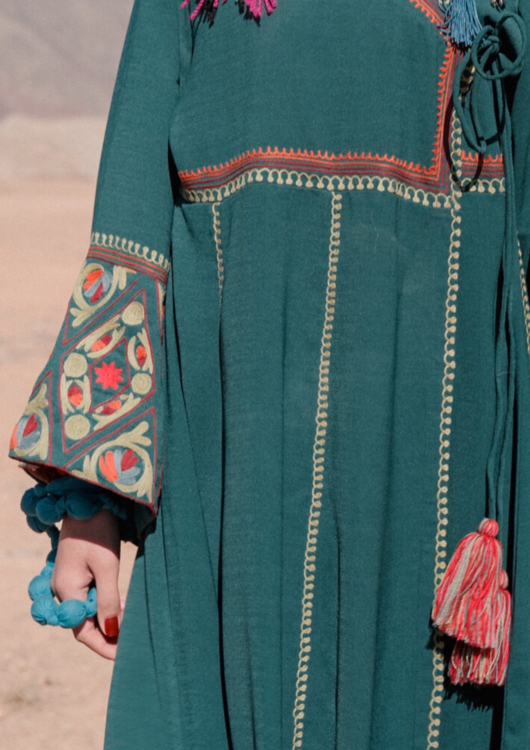 Teal Green Ari Embroidered Angrakha Palazzo