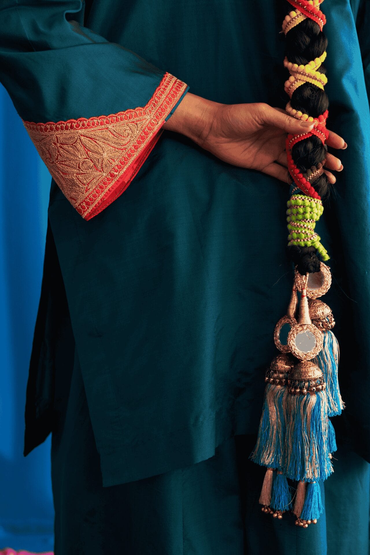 Bottle Green Purple Tilla  Embroidered Kurta Palazzo Organza Dupatta