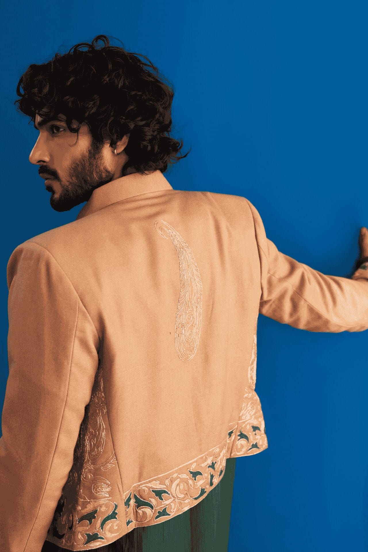 Green and Beige Kurta Pant With Jacket
