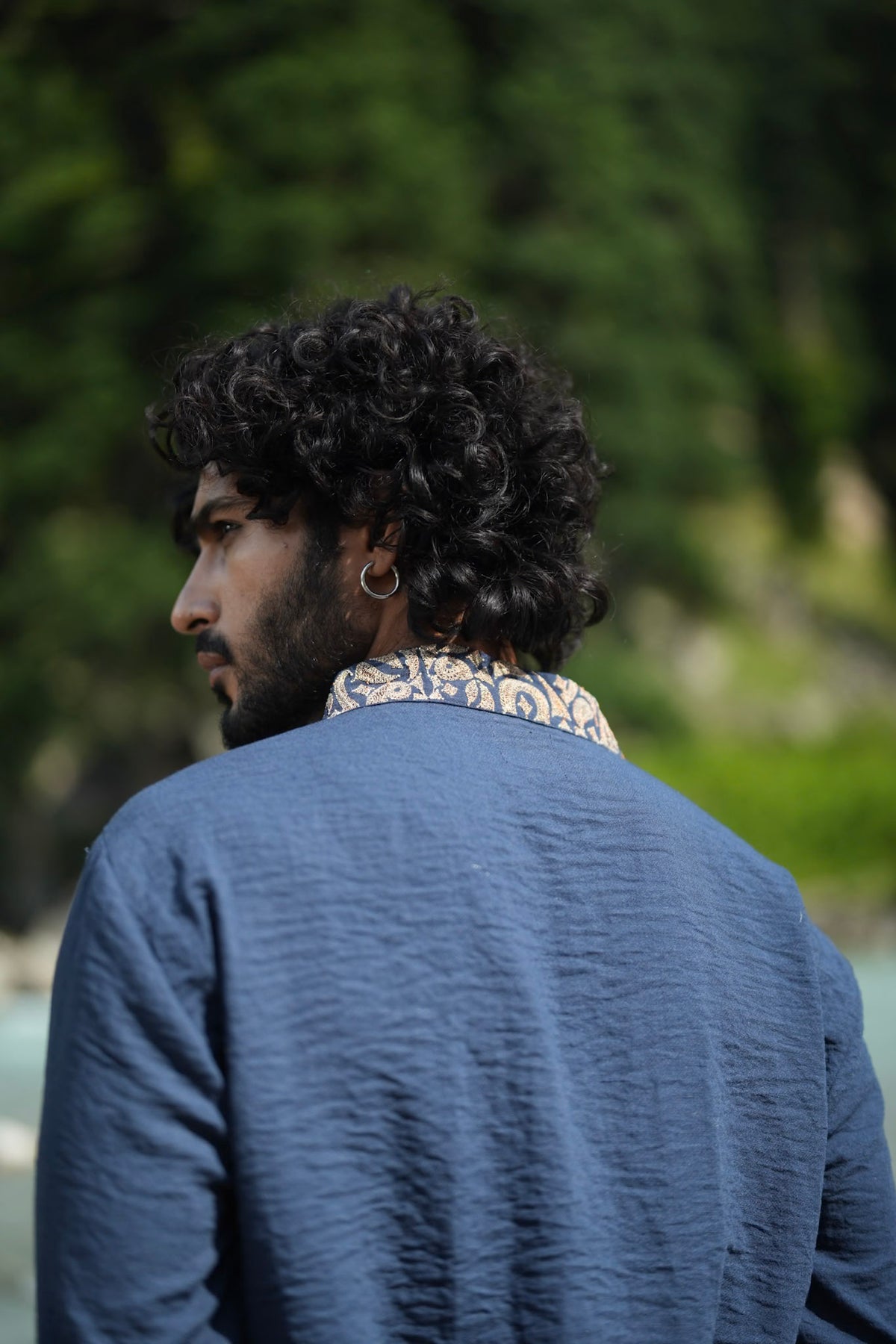 Blue Antique Color Tilla Embroidered Shirt and Pants