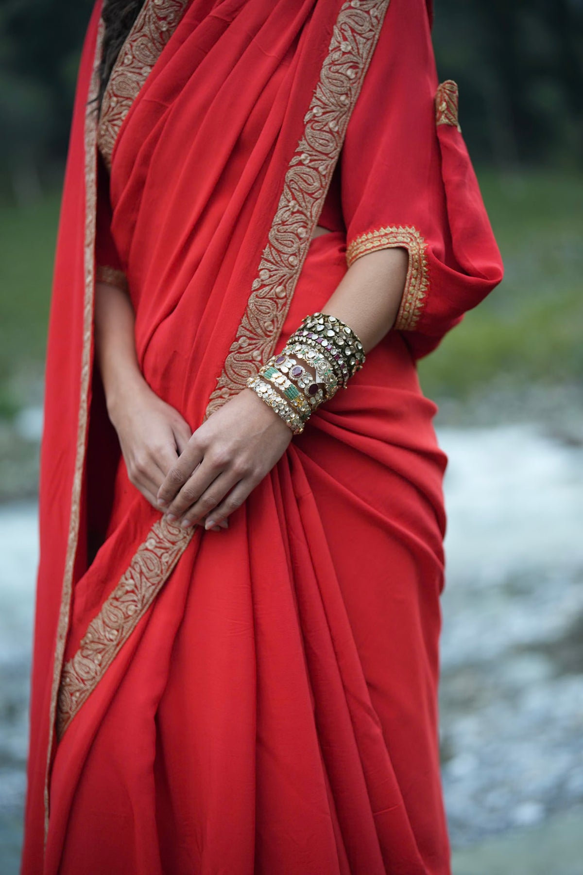 Red Embroidered Saree