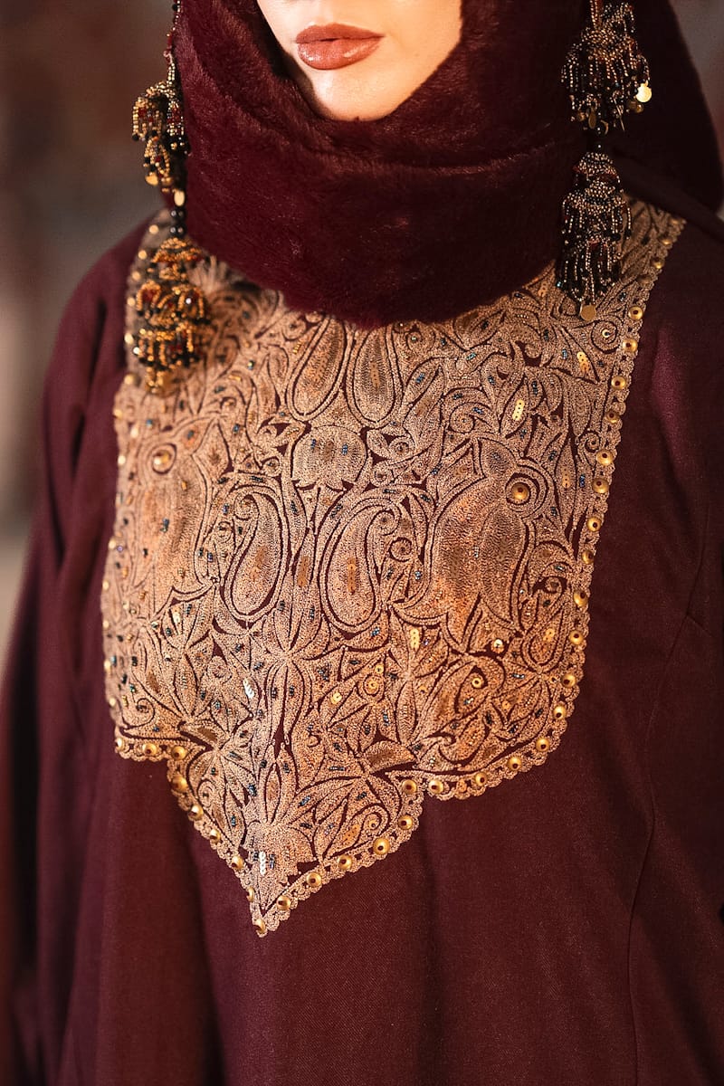 Maroon Tilla and Hand Embroidered Pheran Pants