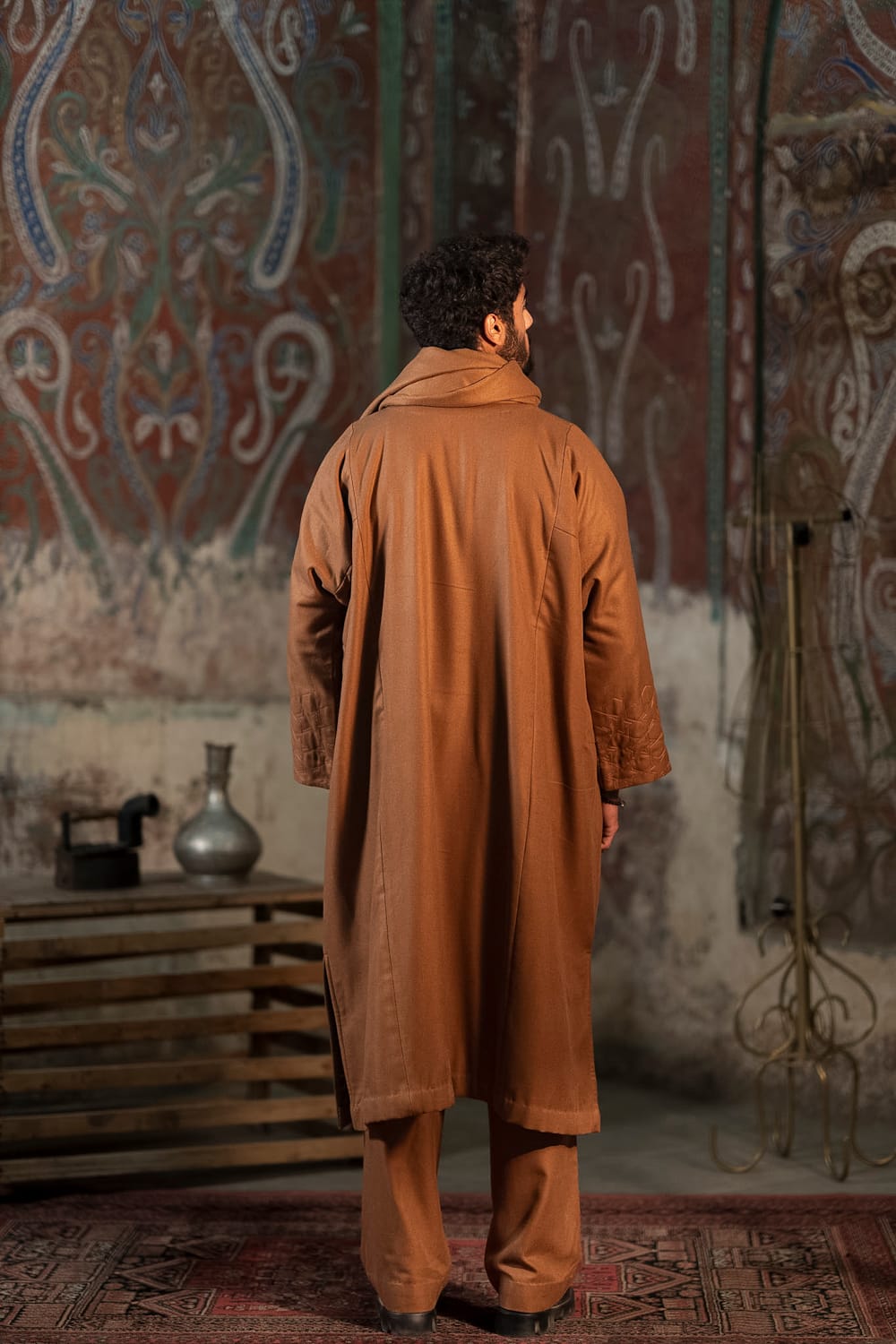 Amber Ember : Brown Ari Embroidered Pheran Pants