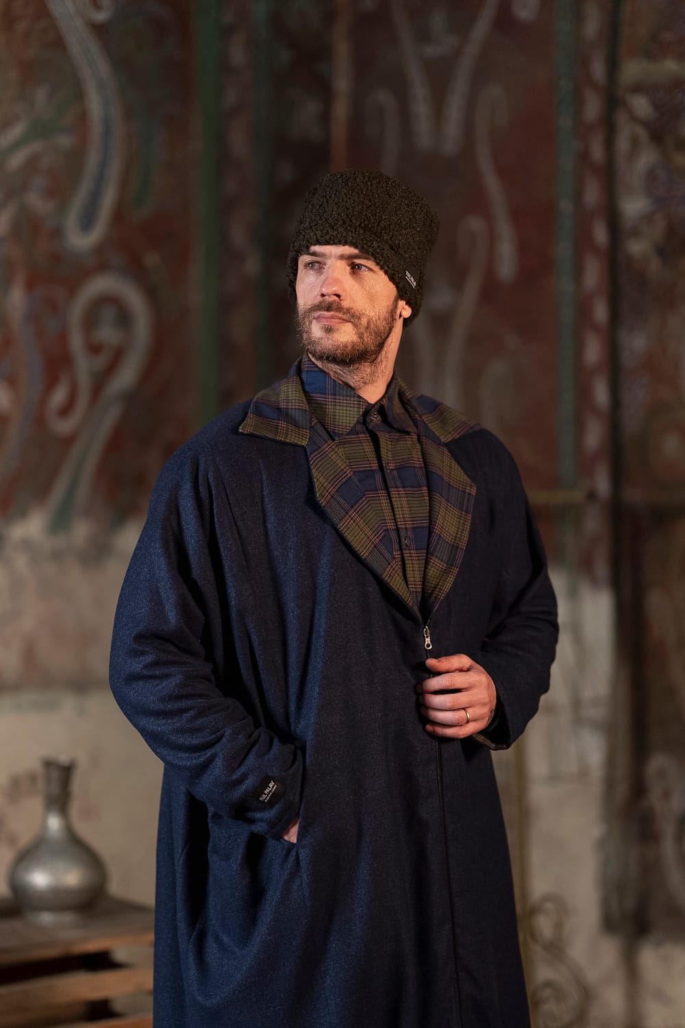 Winterline : Check Shirt Wool Reversible Open Front Pheran Pants